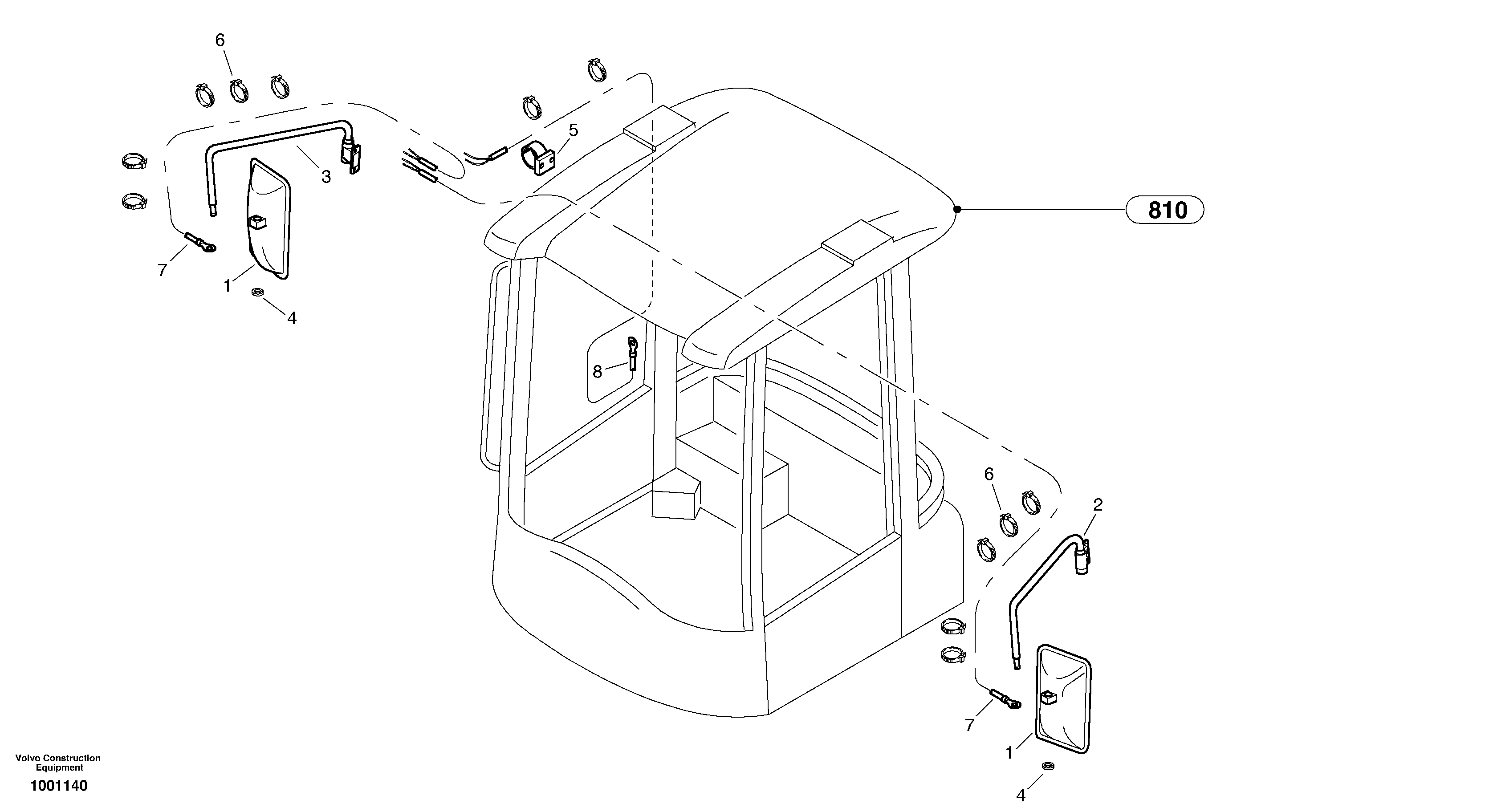 Схема запчастей Volvo L45B - 12 Rear-view mirror, to be heated L45B TYPE 194, 195 SER NO - 1499
