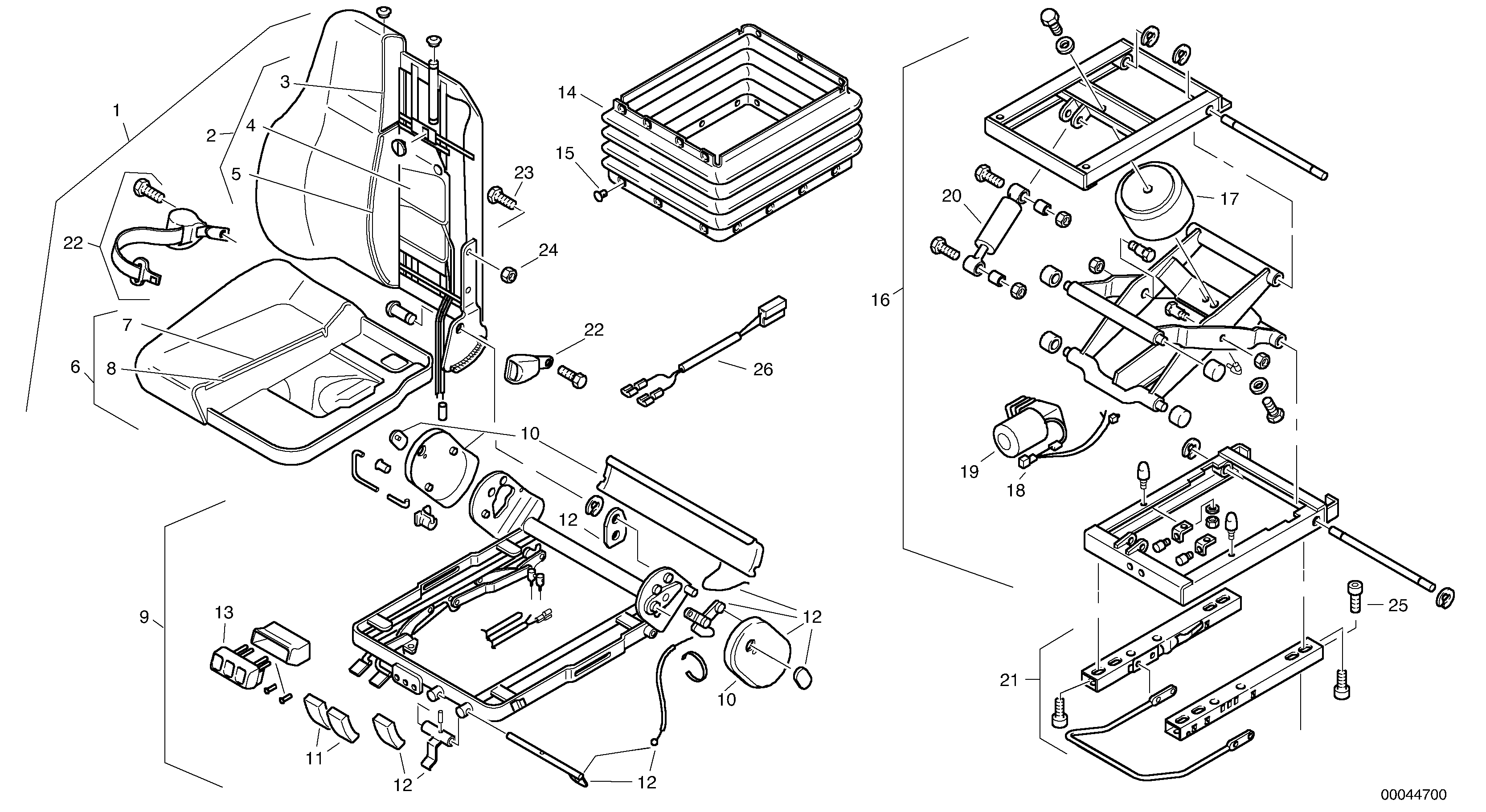 Схема запчастей Volvo L45B - 103476 Drivers seat, air suspension - Heating L45B TYPE 194, 195 SER NO - 1499