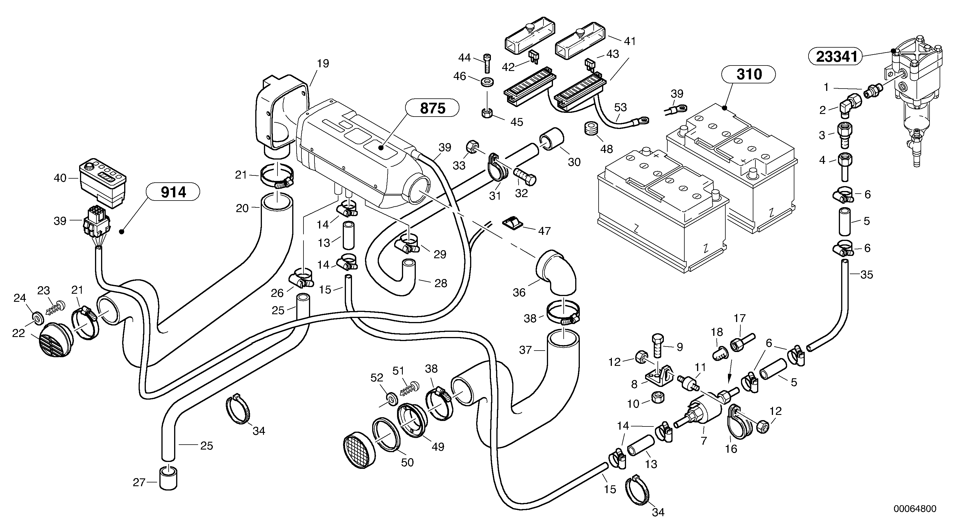 Схема запчастей Volvo L45B - 53204 Heater - Assembly, D1 L45B TYPE 194, 195 SER NO - 1499