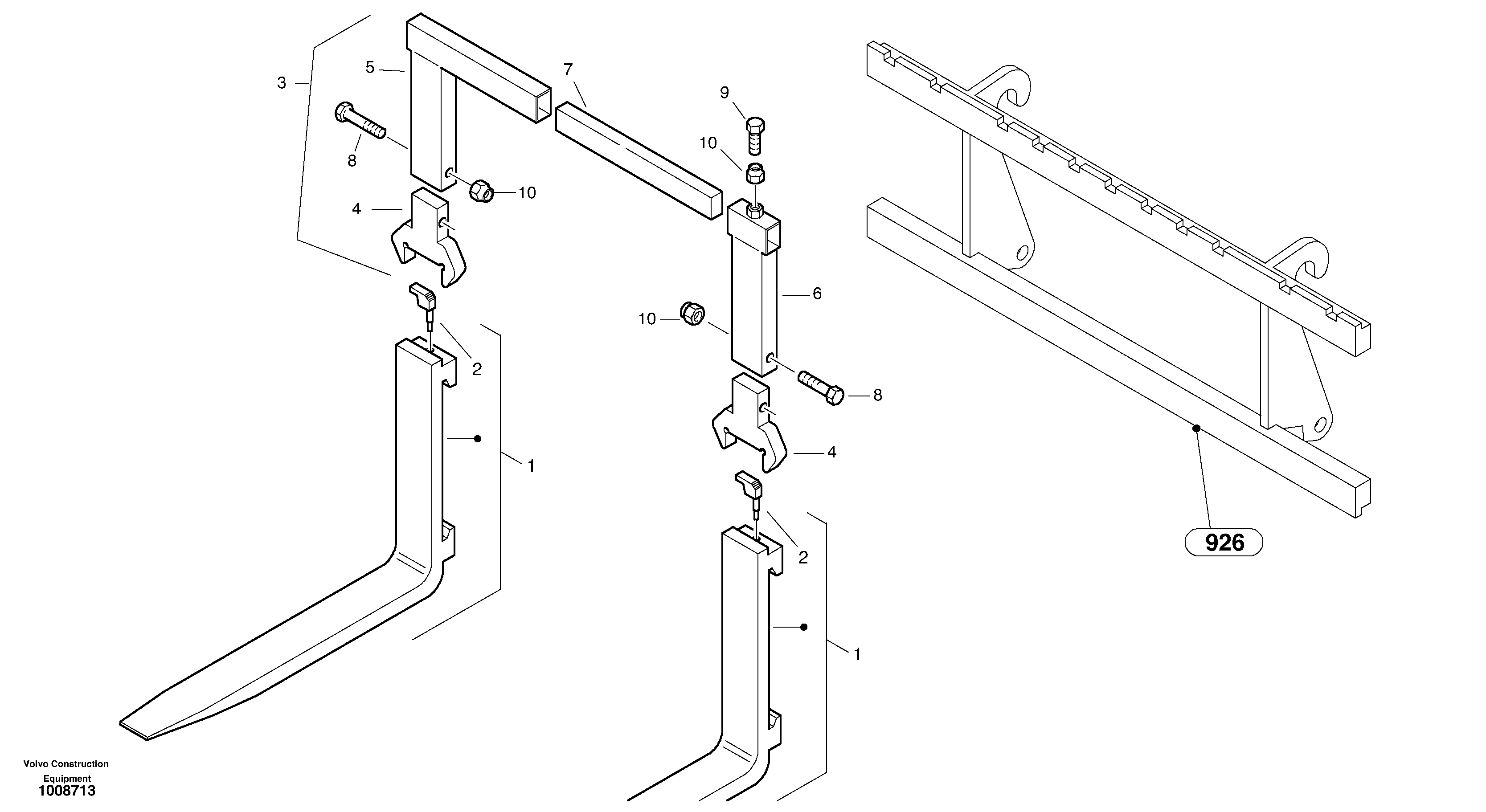 Схема запчастей Volvo L45B - 67117 Fork tines L45B S/N 1941500 - S/N 1951500 -