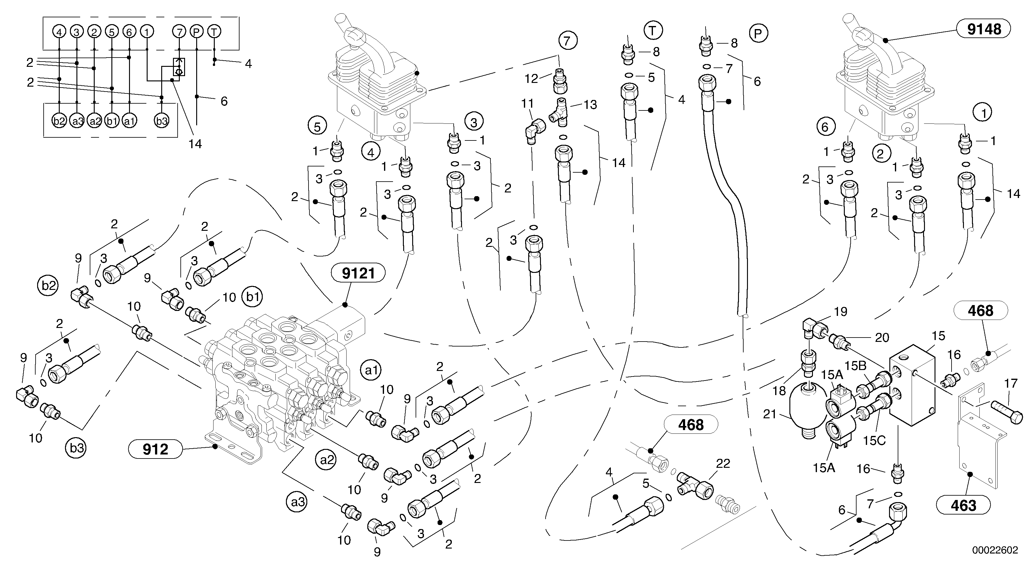 Схема запчастей Volvo L45B - 59902 Lines - servo control L45B TYPE 194, 195 SER NO - 1499