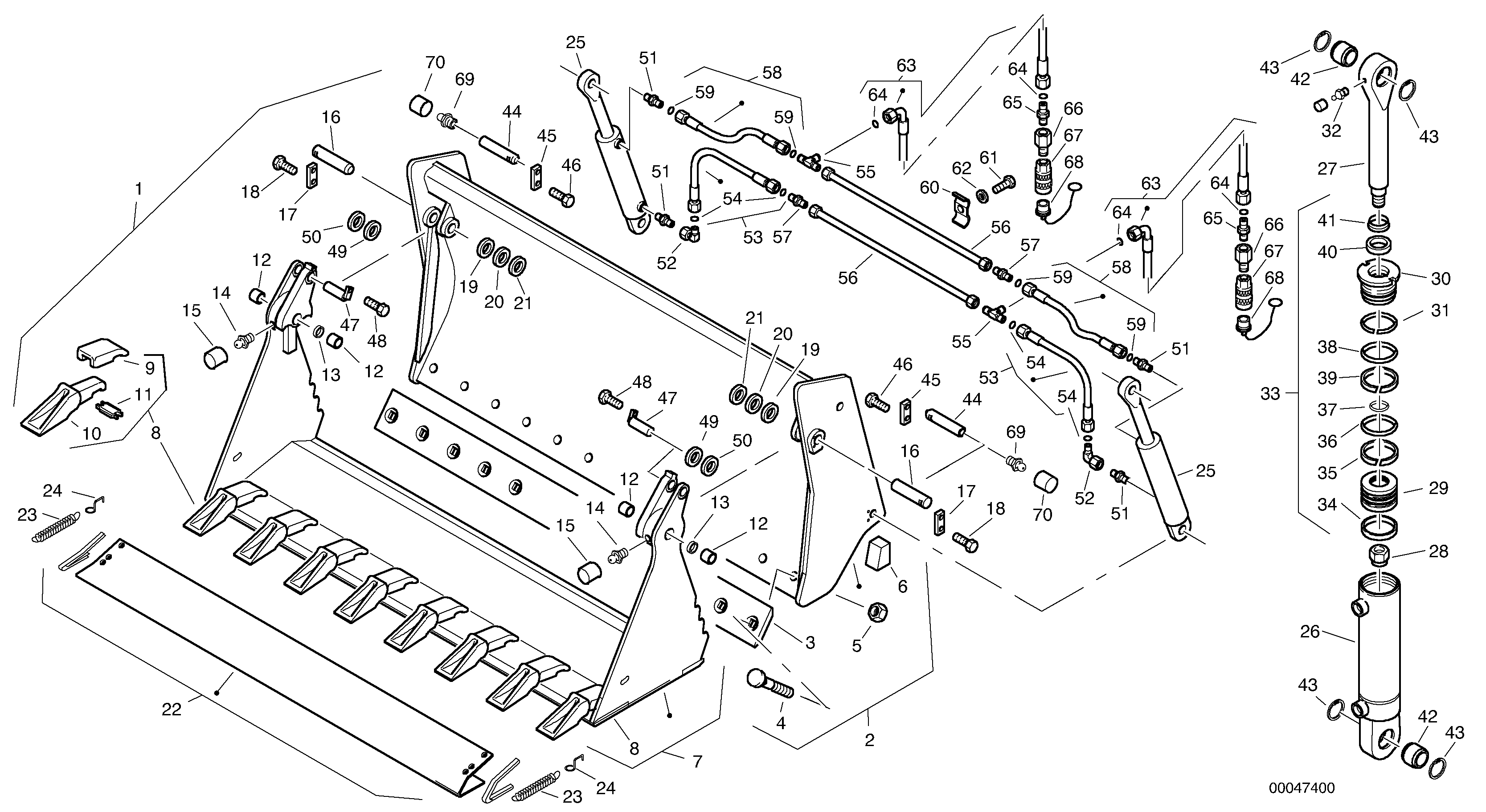 Схема запчастей Volvo L45B - 57126 Combined bucket - TPV L45B TYPE 194, 195 SER NO - 1499