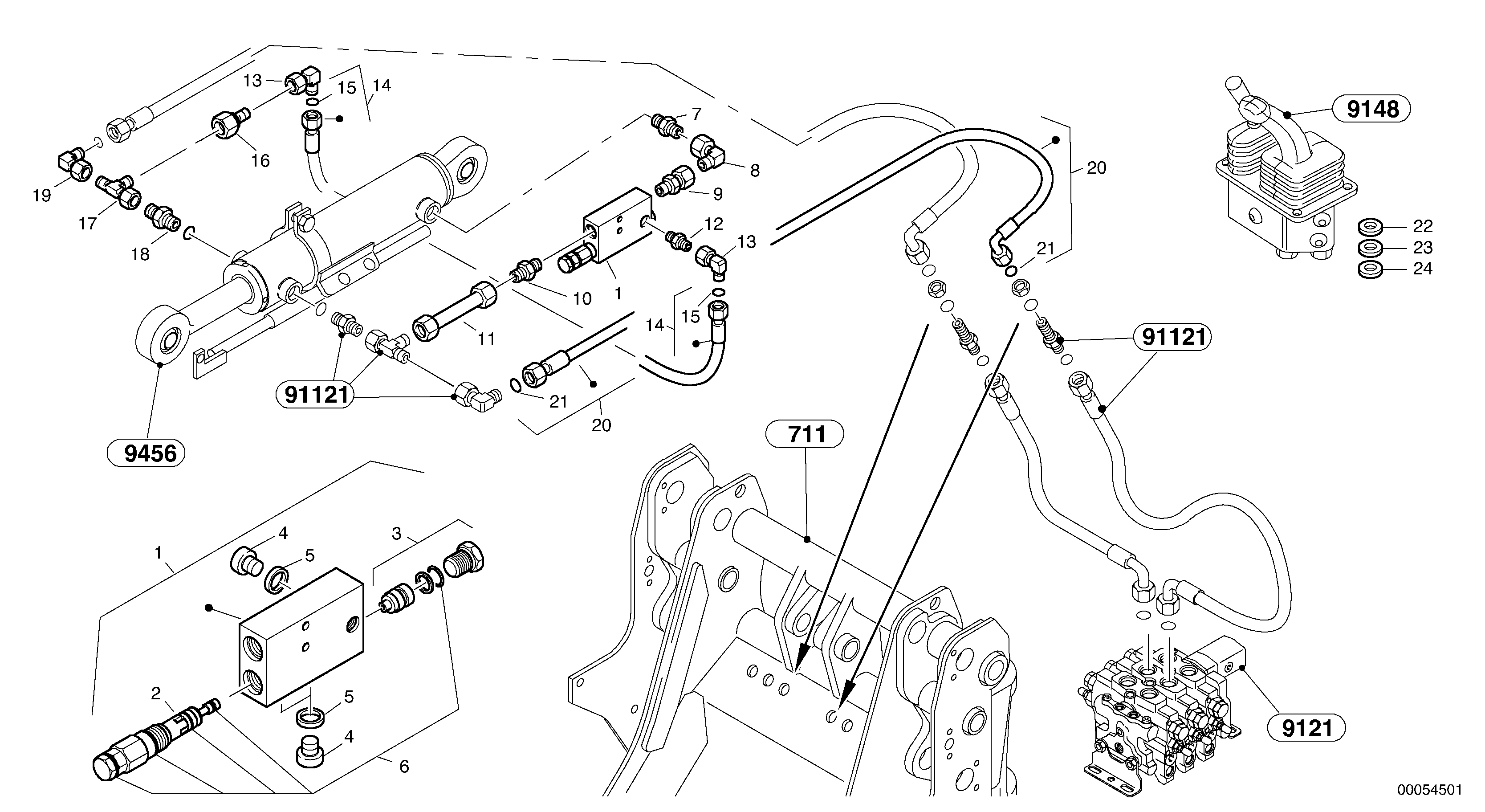 Схема запчастей Volvo L45B - 1490 Fly back bracke equipment L45B TYPE 194, 195 SER NO - 1499