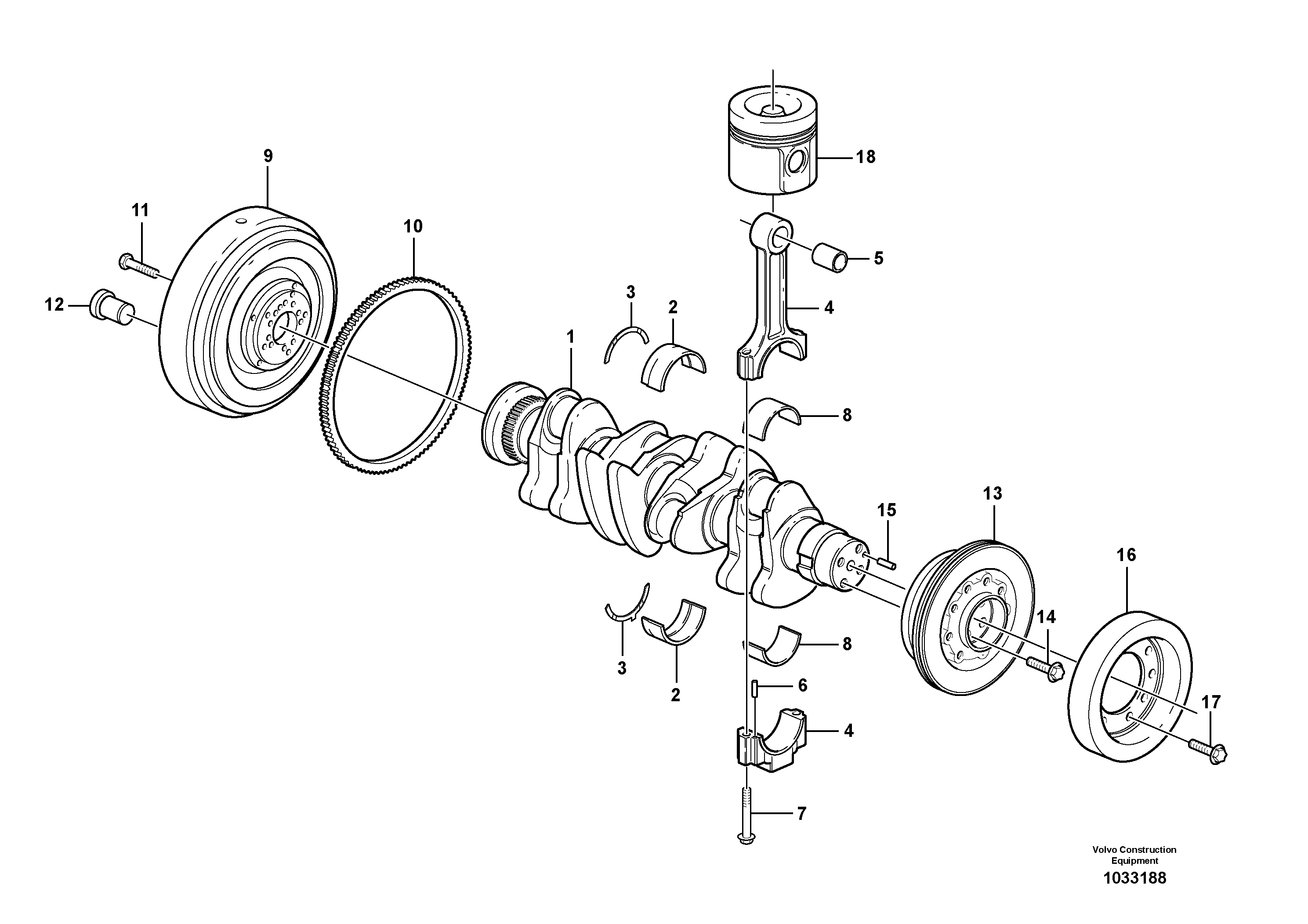 Схема запчастей Volvo L45B - 39979 Crankshaft and related parts L45B S/N 1941500 - S/N 1951500 -