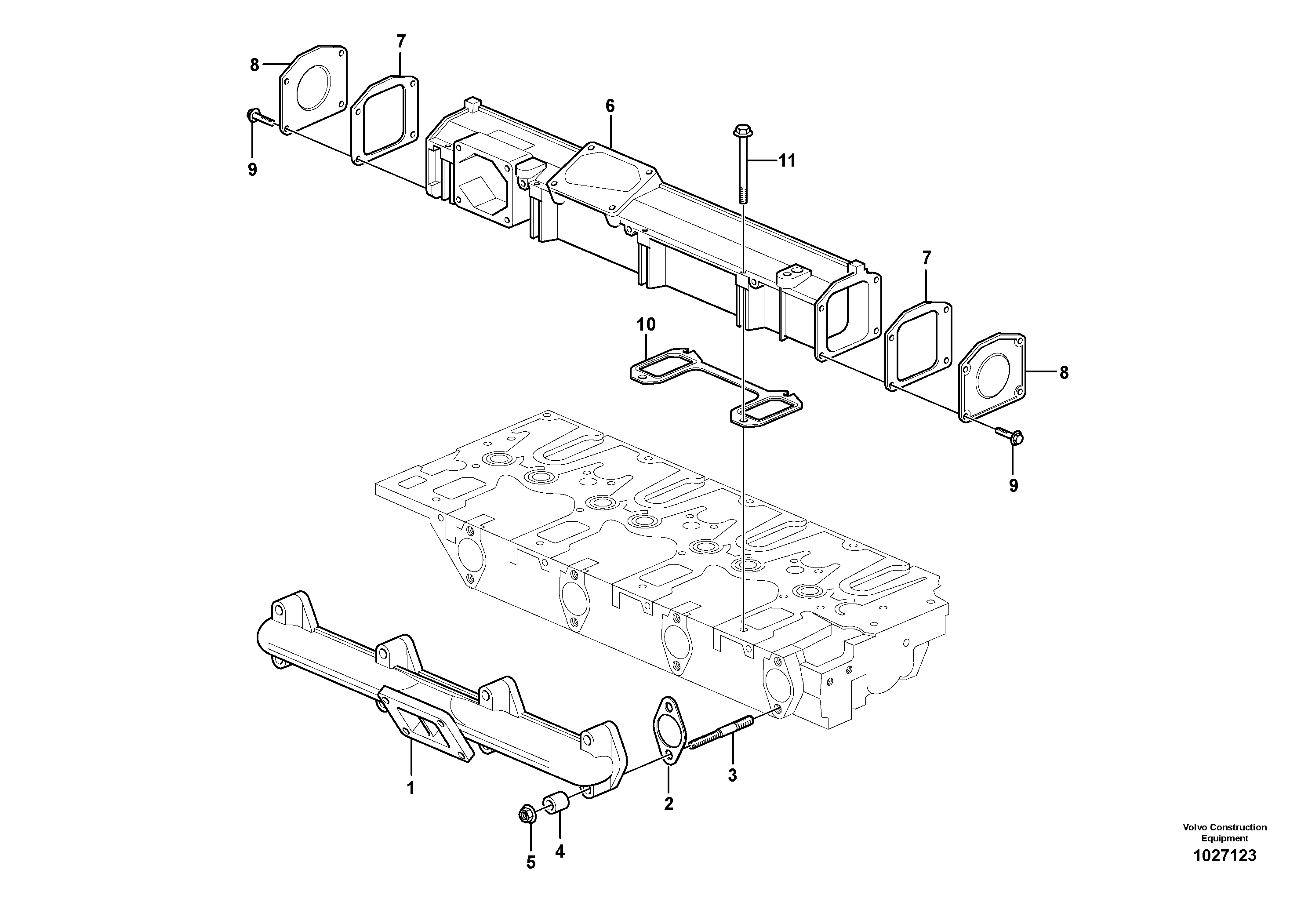 Схема запчастей Volvo L45B - 50581 Inlet manifold and exhaust manifold L45B S/N 1941500 - S/N 1951500 -
