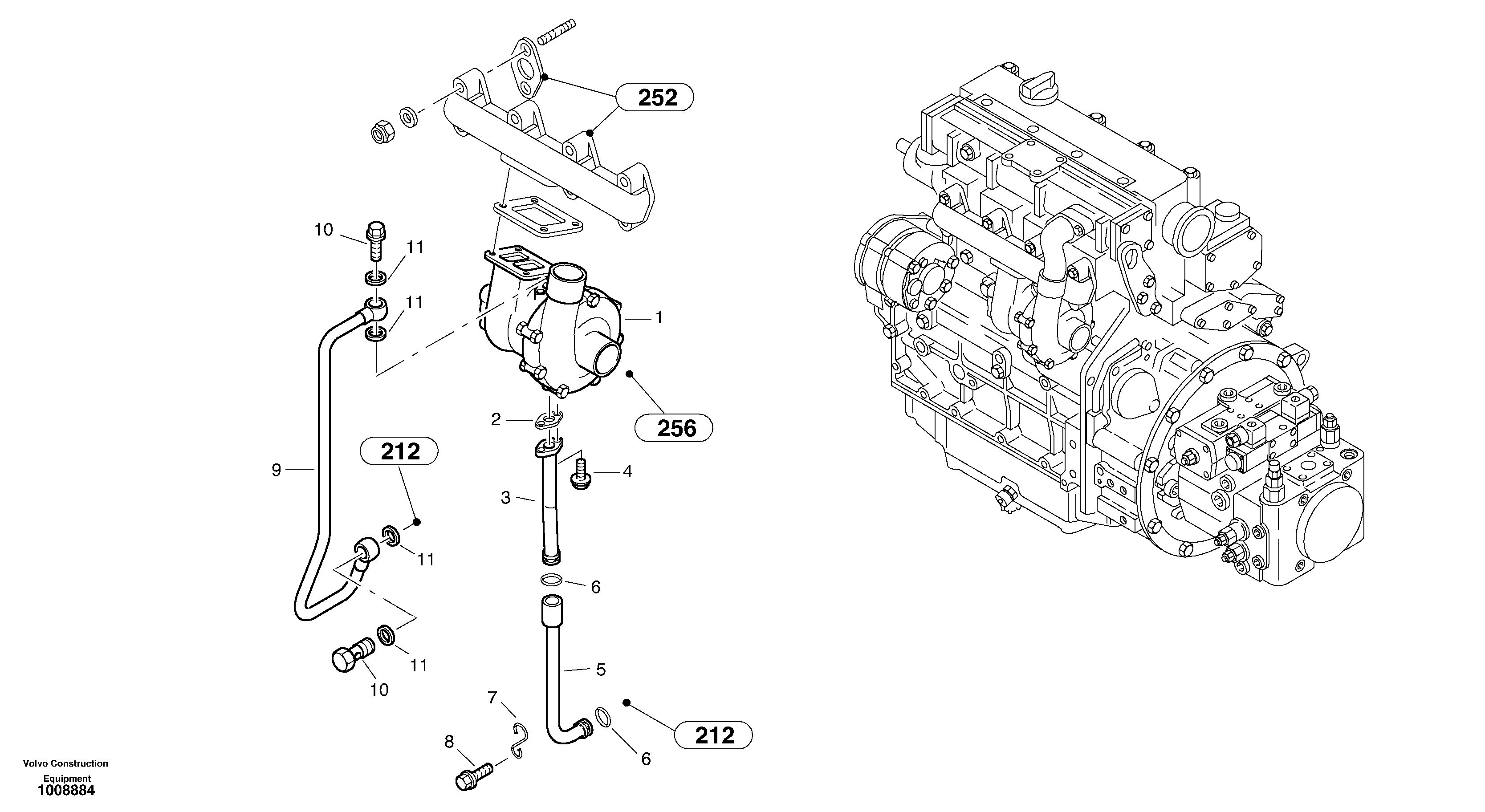 Схема запчастей Volvo L45B - 13103 Exhaust turbo - super charger L45B S/N 1941500 - S/N 1951500 -