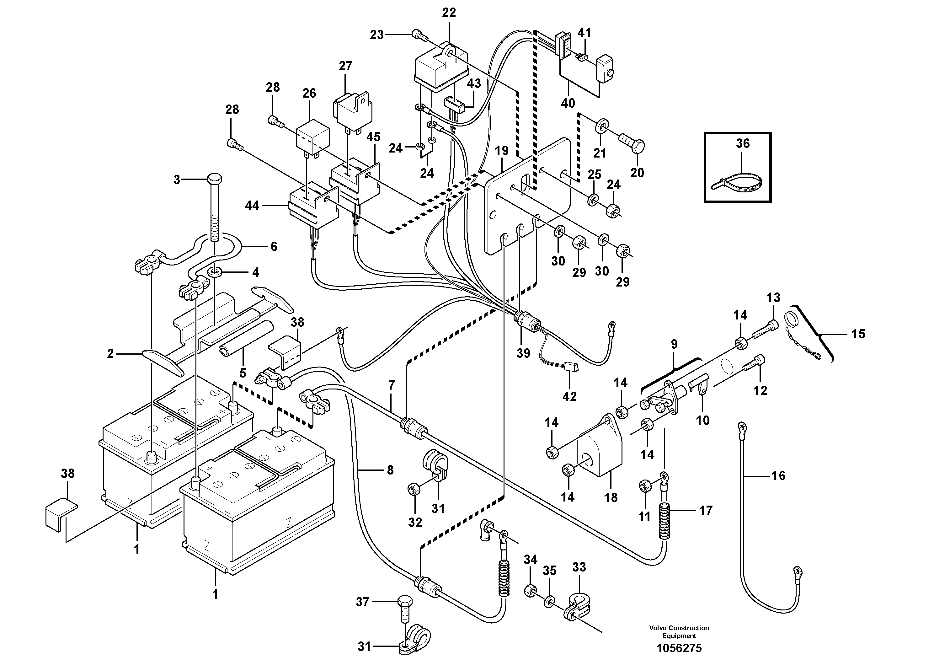 Схема запчастей Volvo L45B - 82443 Battery - Relay-group L45B S/N 1941500 - S/N 1951500 -