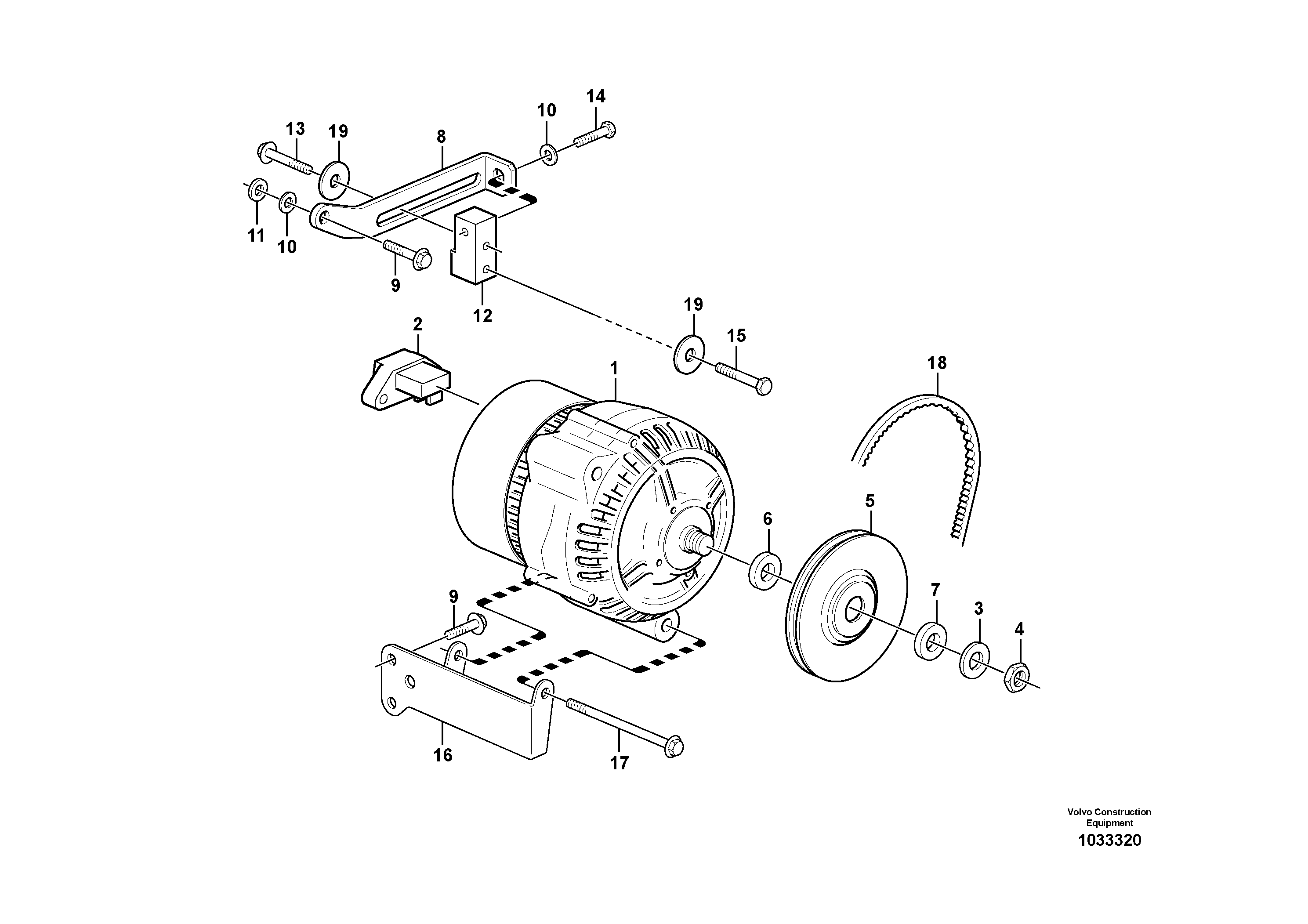 Схема запчастей Volvo L45B - 3504 Alternator with assembling details L45B S/N 1941500 - S/N 1951500 -
