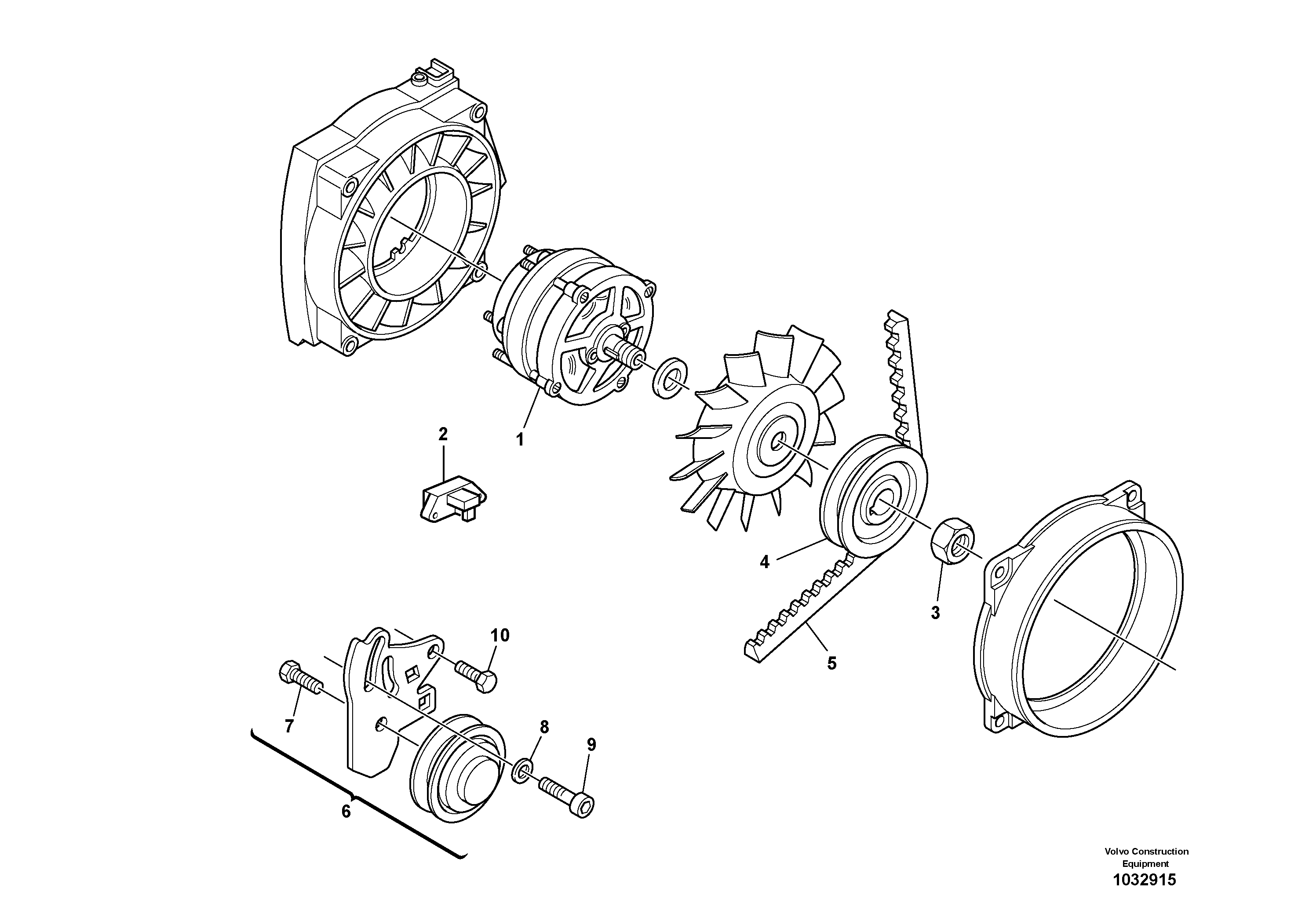Схема запчастей Volvo L20B - 21632 Alternator L20B TYPE 170 SER NO 0500 -