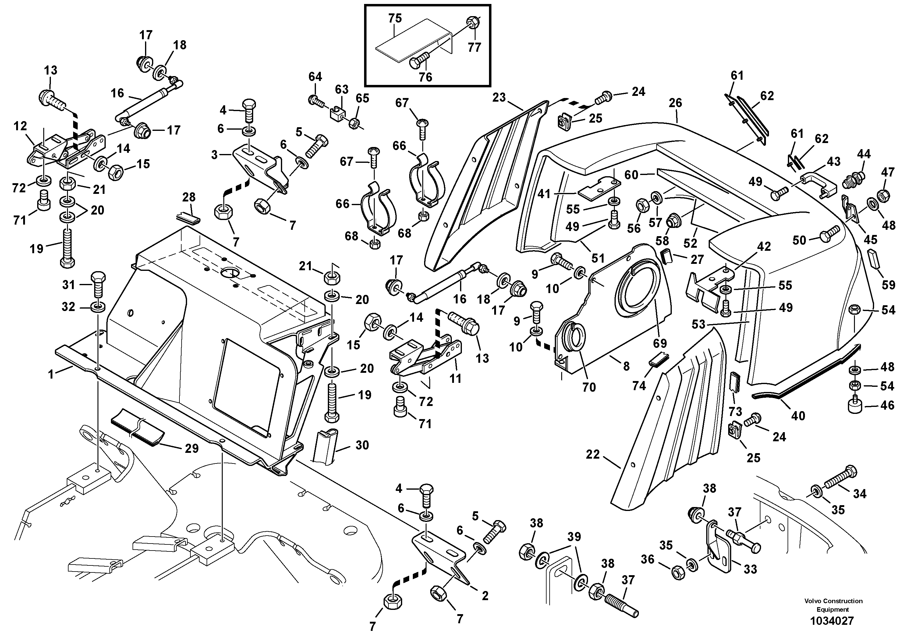 Схема запчастей Volvo L20B - 87878 Engine hood L20B TYPE 170 SER NO 0500 -