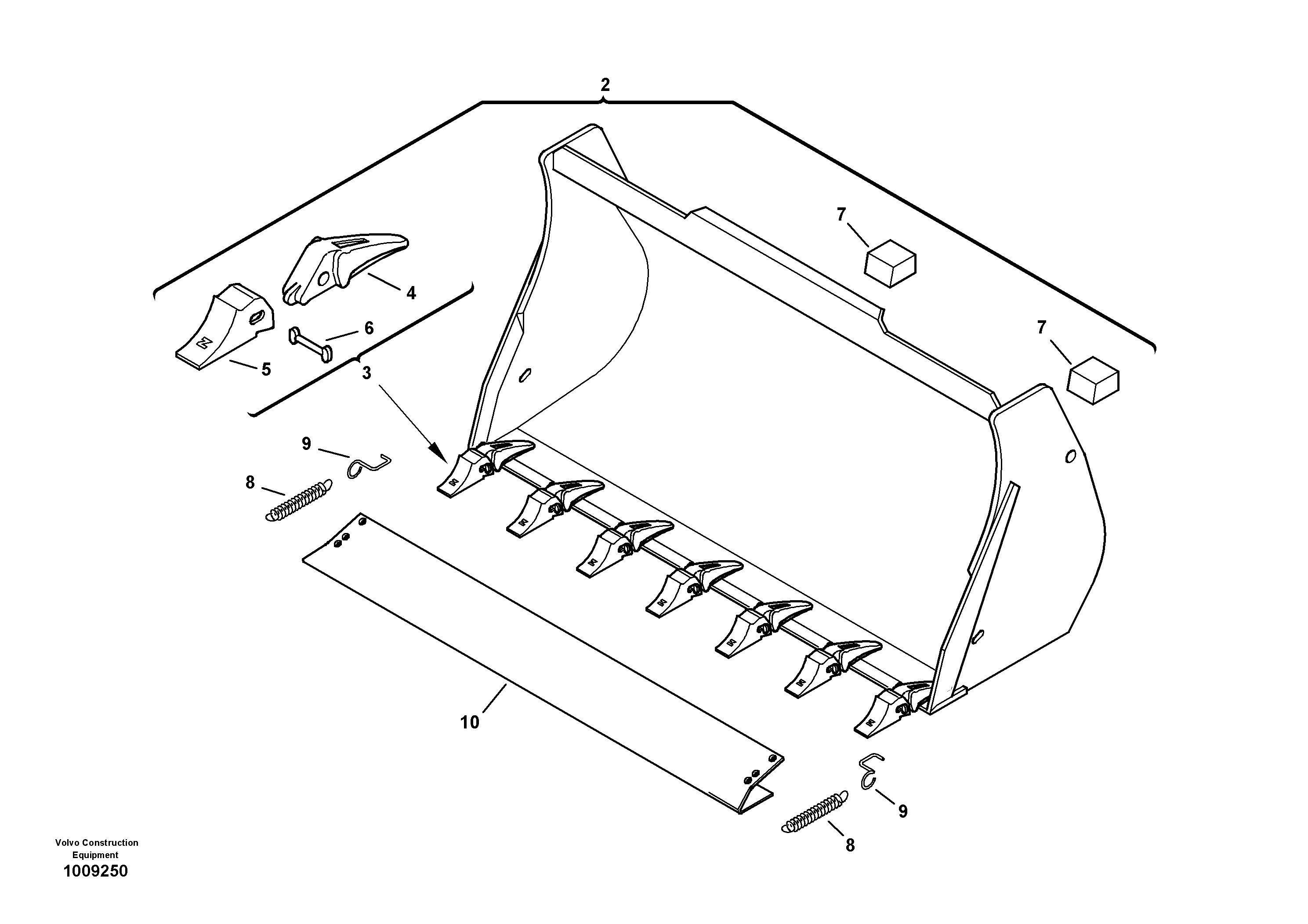 Схема запчастей Volvo L20B - 617 Bucket with teeth L20B TYPE 170 SER NO 0500 -