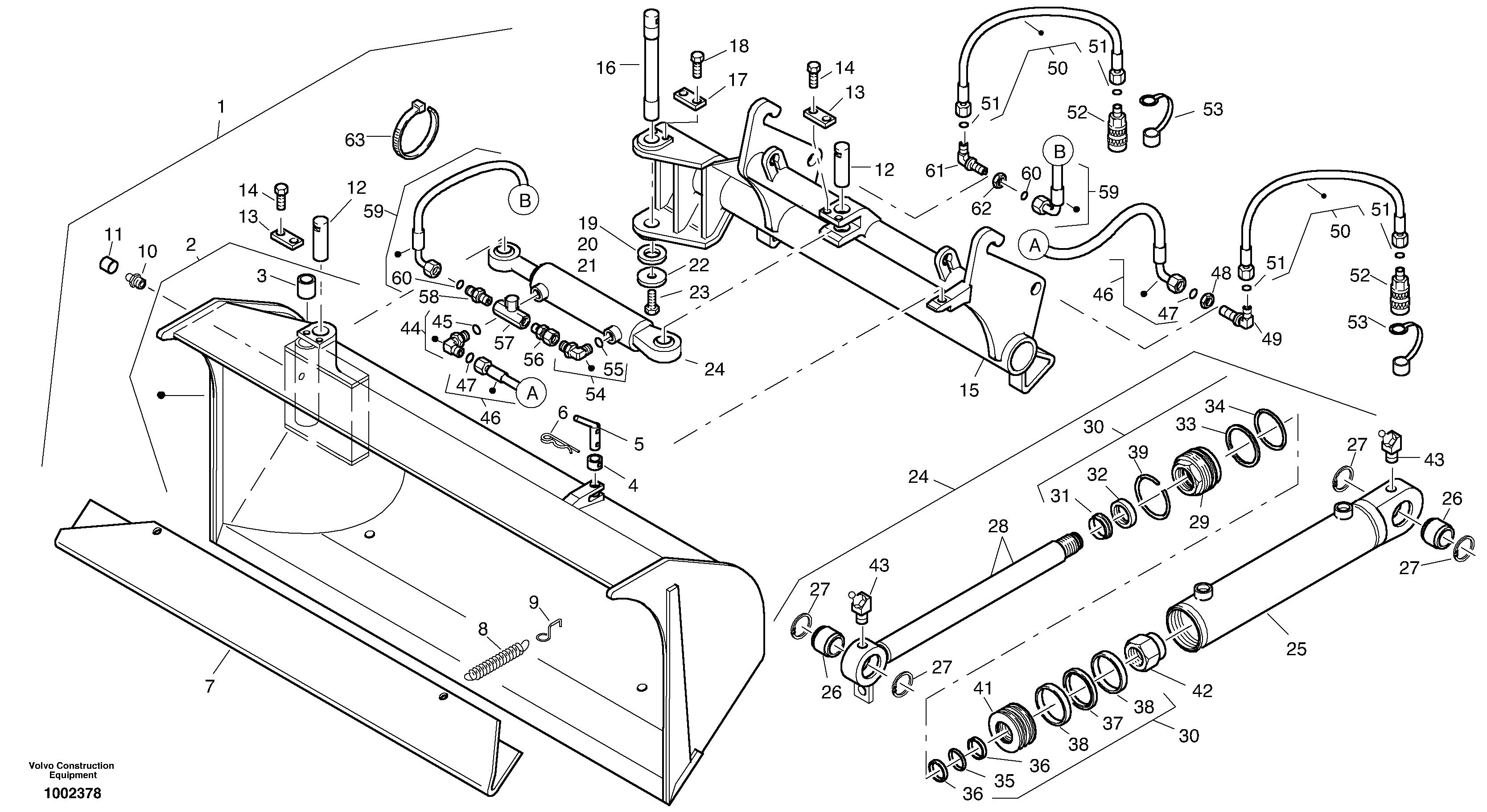 Схема запчастей Volvo L20B - 63806 Side tip bucket L20B TYPE 170 SER NO 0500 -