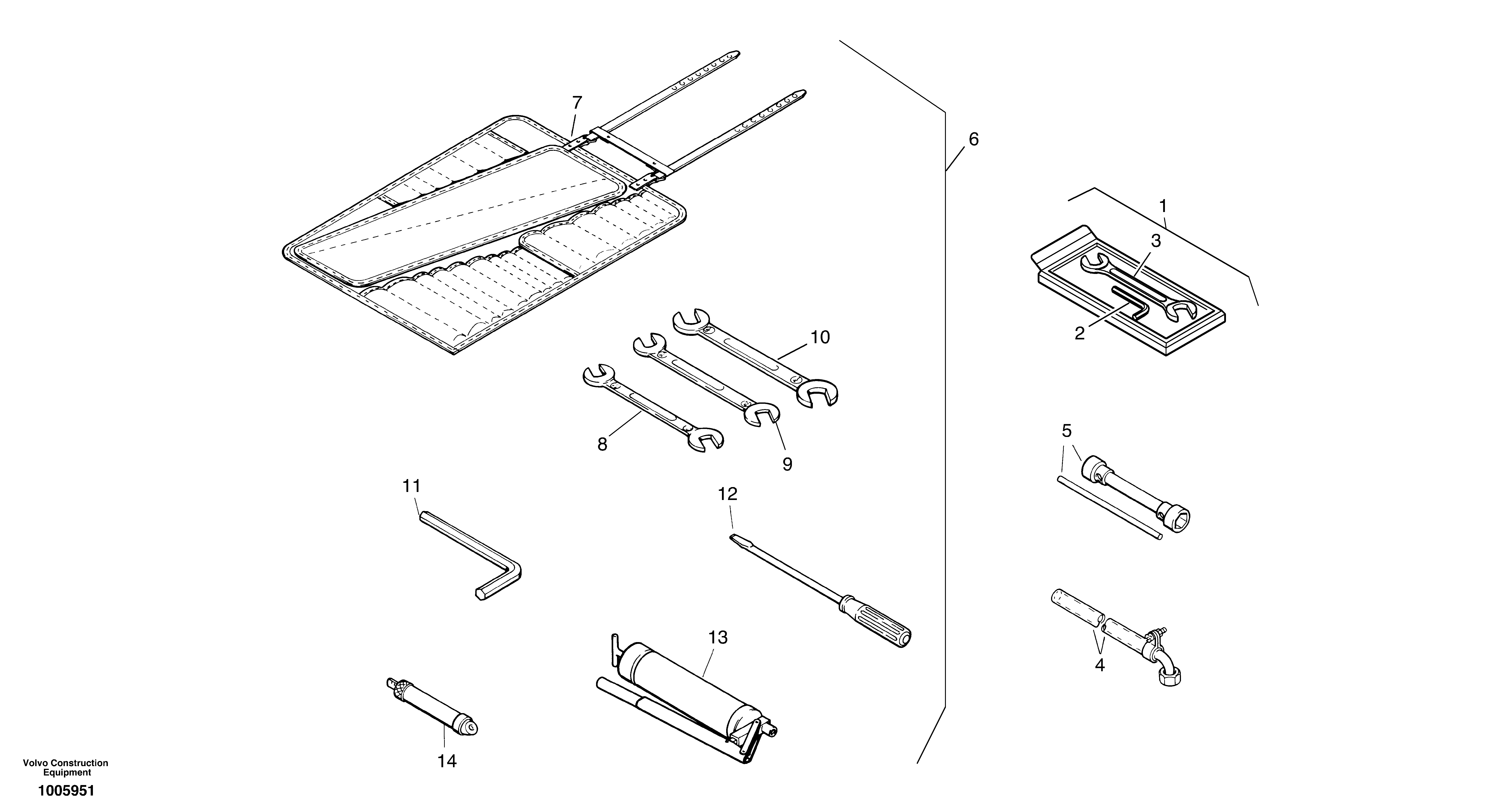 Схема запчастей Volvo L25B - 43596 Инструменты для ремонта L25B TYPE 175 SER NO - 0499