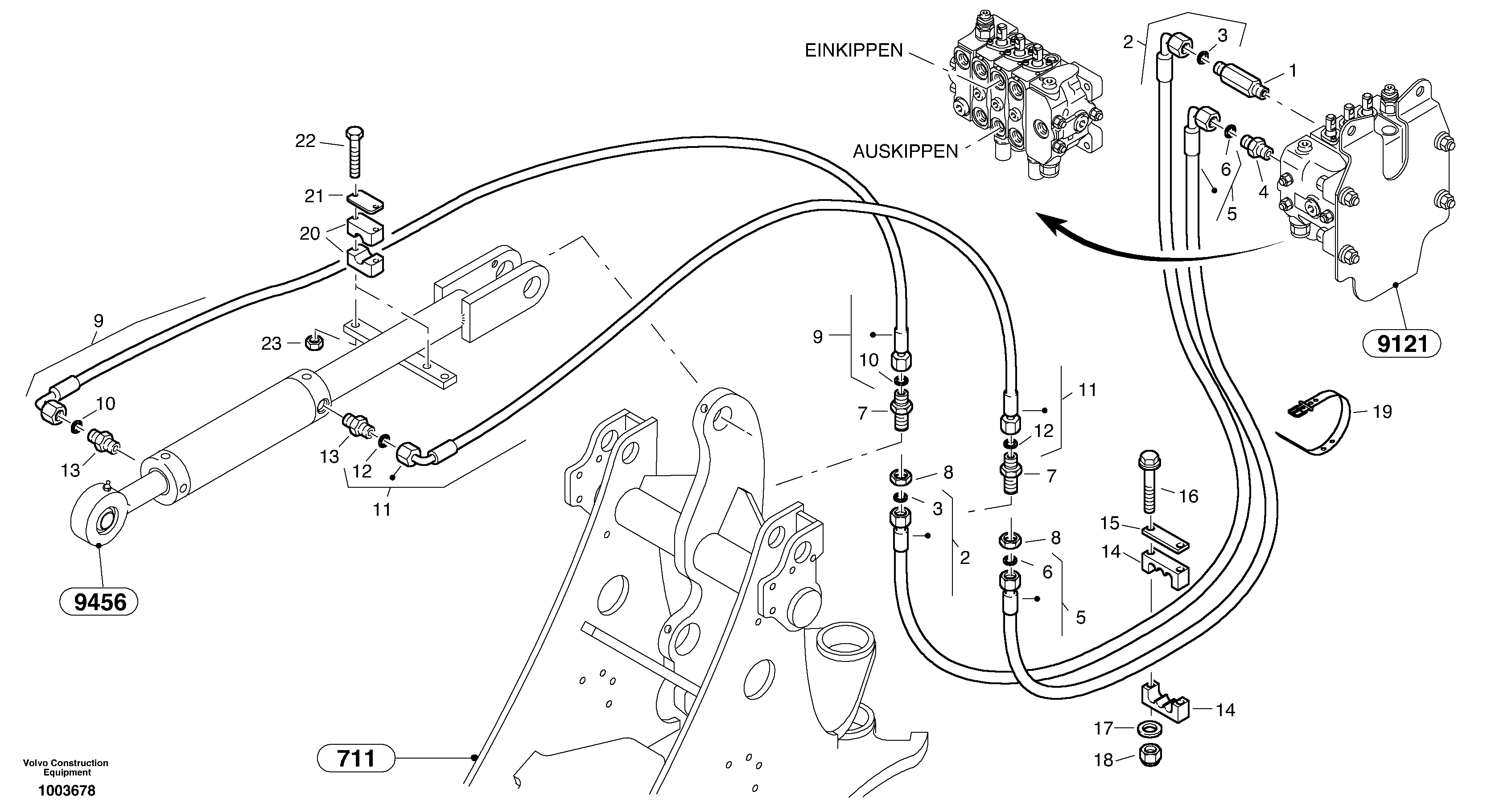 Схема запчастей Volvo L25B - 1118 Hydraulic lines - tilt hydraulic L25B TYPE 175 SER NO - 0499