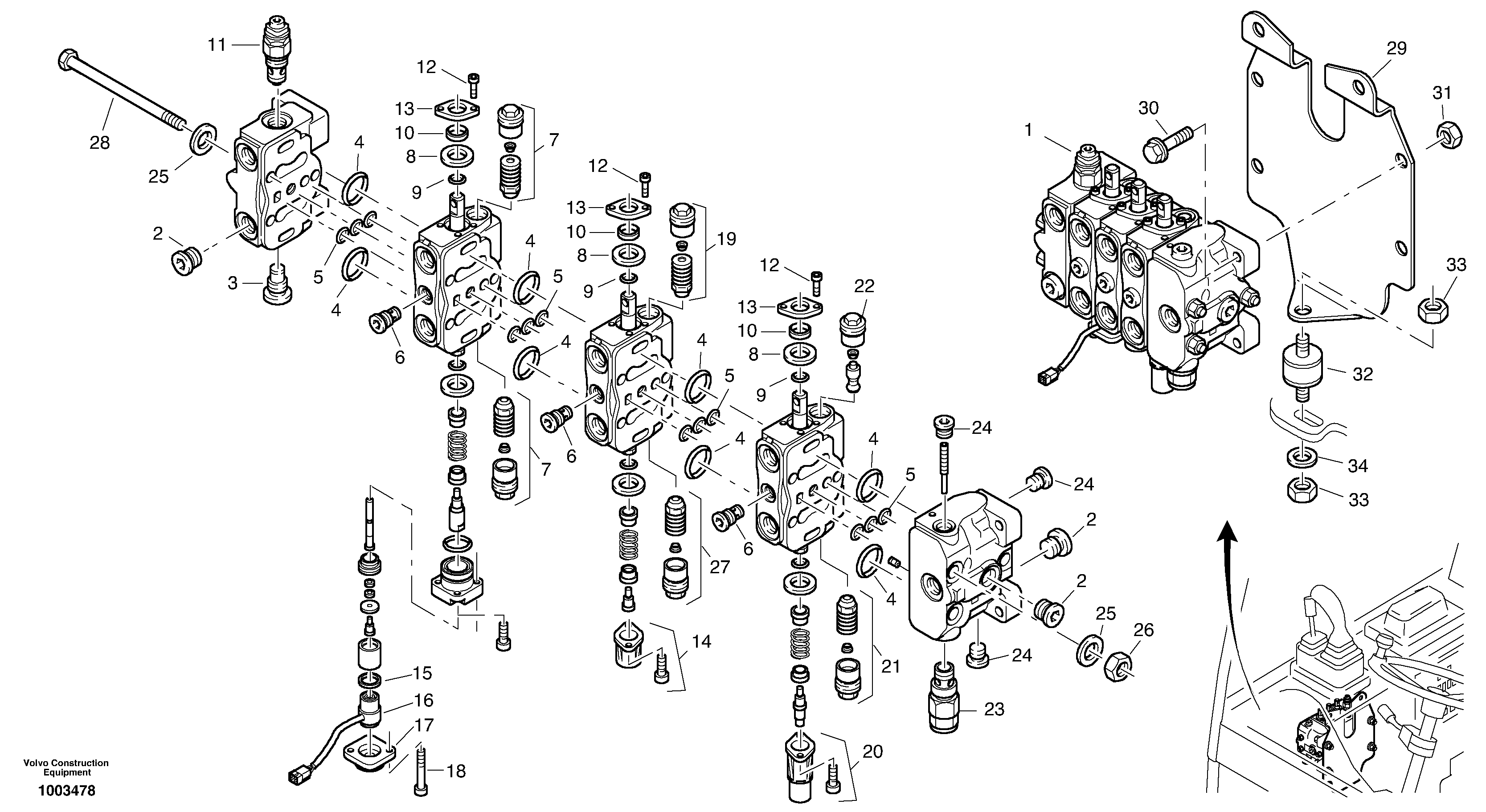 Схема запчастей Volvo L25B - 5201 Клапан регулирующий (распределительный) L25B TYPE 175 SER NO - 0499