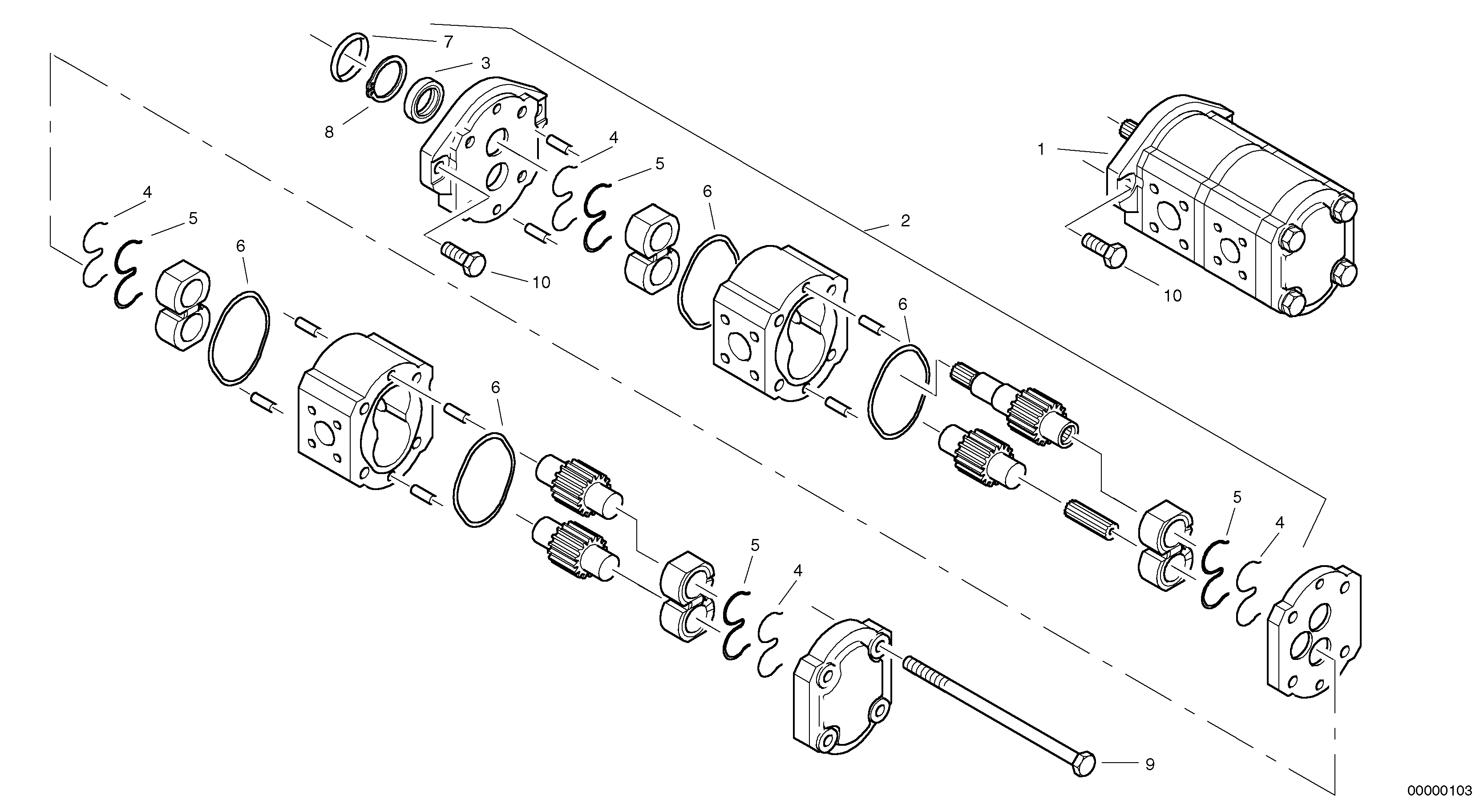 Схема запчастей Volvo L25B - 64209 Pump - working hydraulic L25B TYPE 175 SER NO - 0499