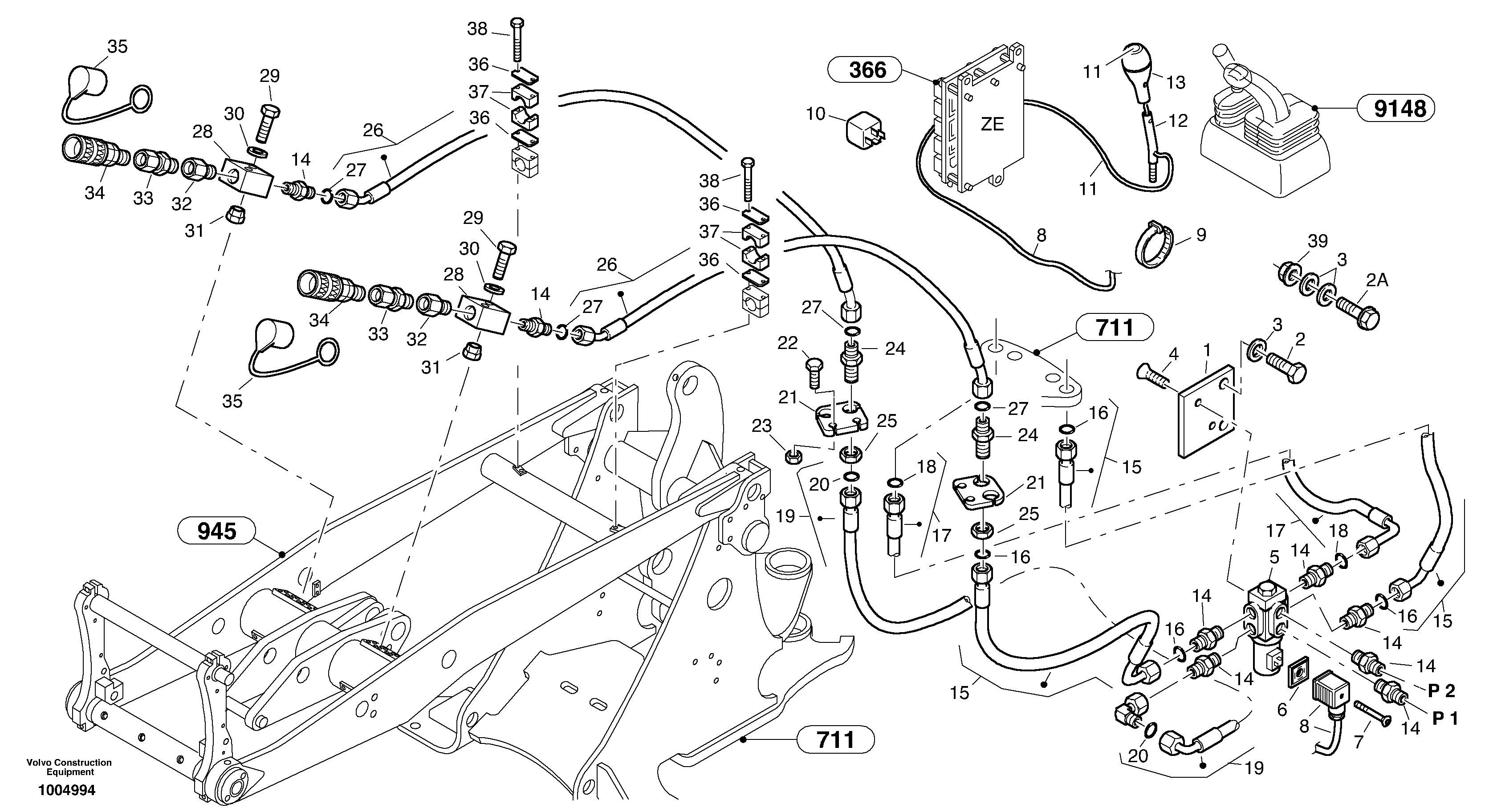 Схема запчастей Volvo L25B - 477 Hydraulic function - Nr. 4 L25B TYPE 175 SER NO - 0499