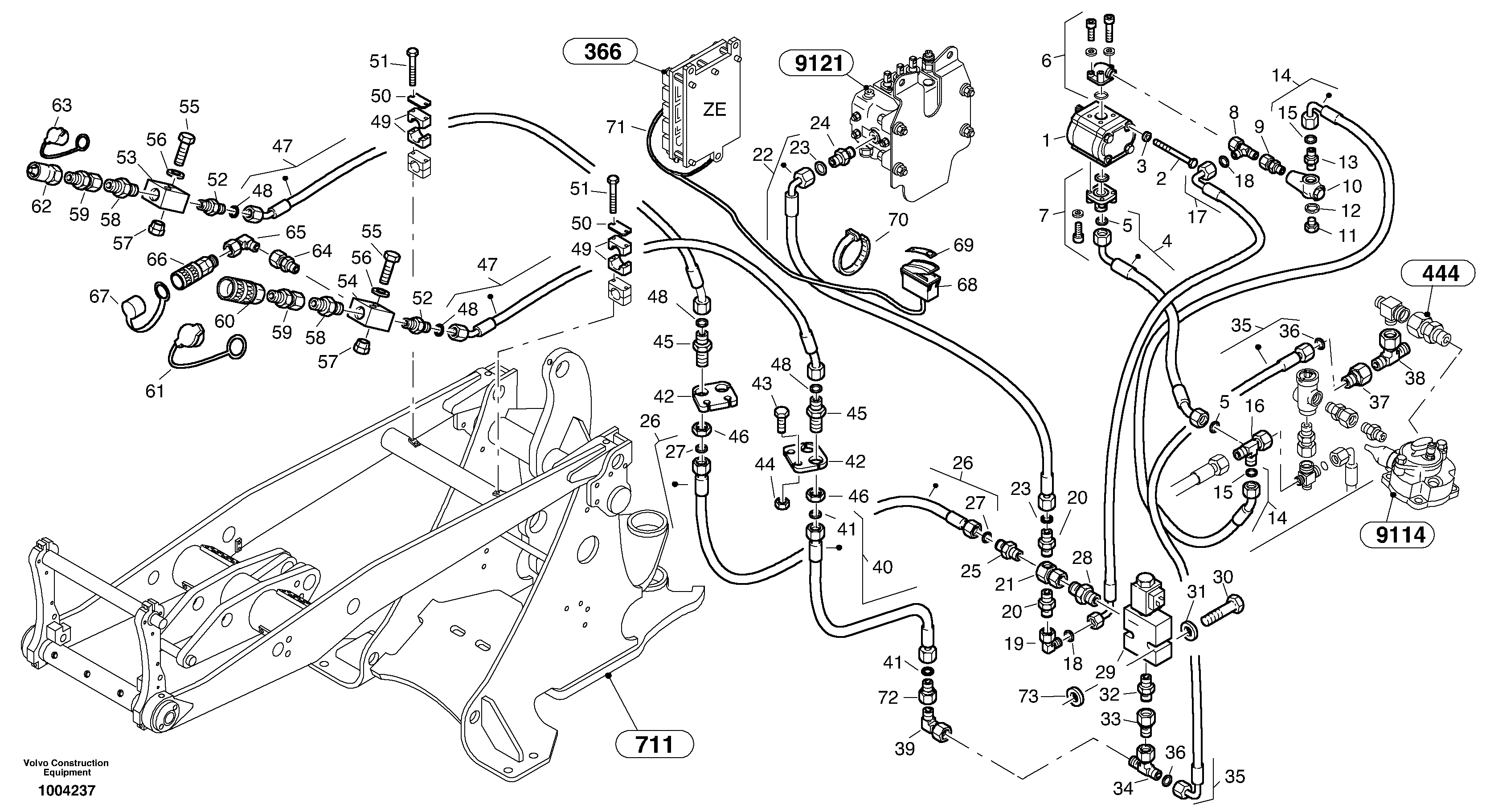 Схема запчастей Volvo L25B - 65401 Auxil. pump with lines L25B TYPE 175 SER NO - 0499