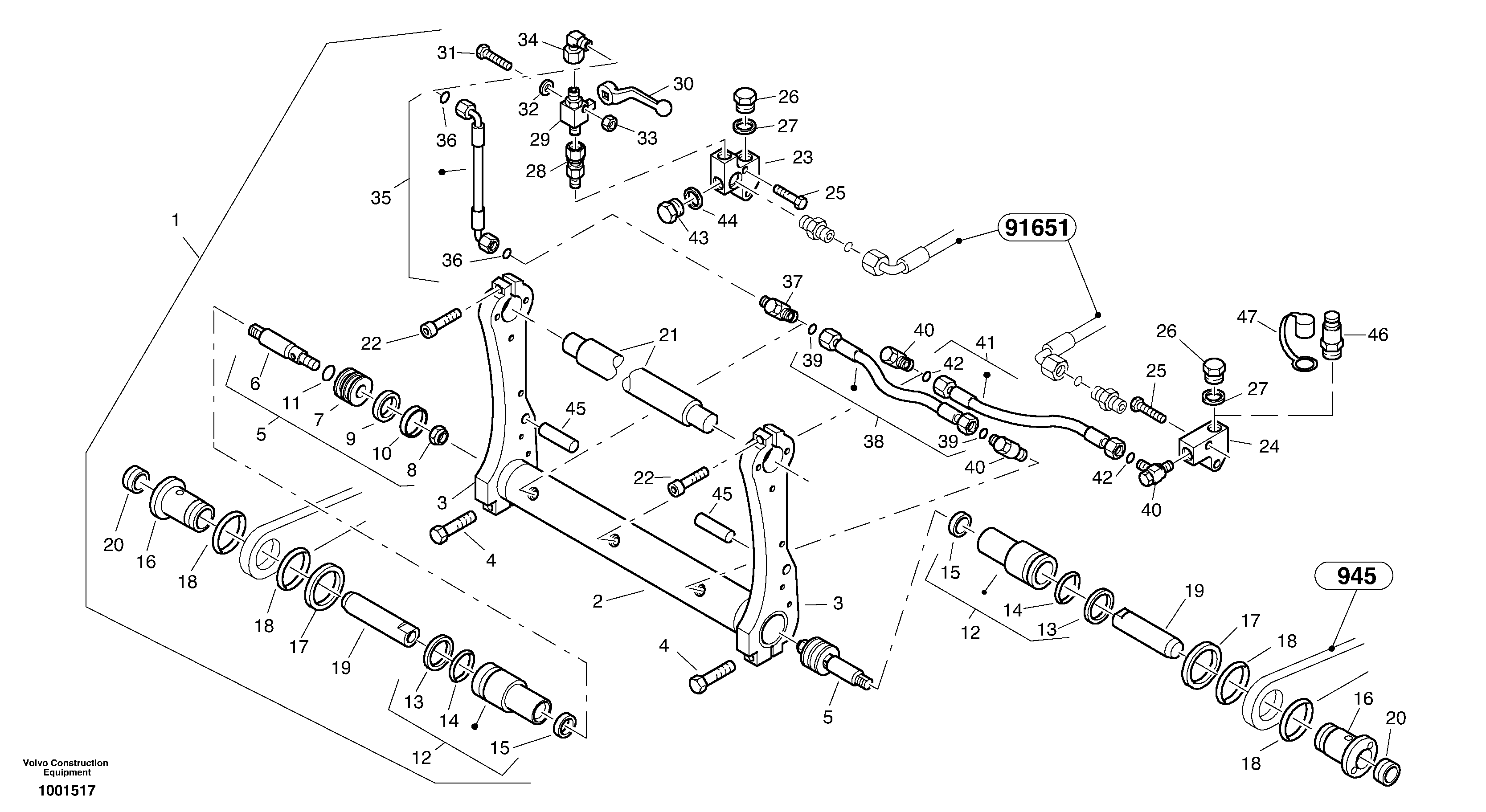 Схема запчастей Volvo L25B - 41564 Attachment mounting plate - Quick change, hydraulic L25B TYPE 175 SER NO - 0499