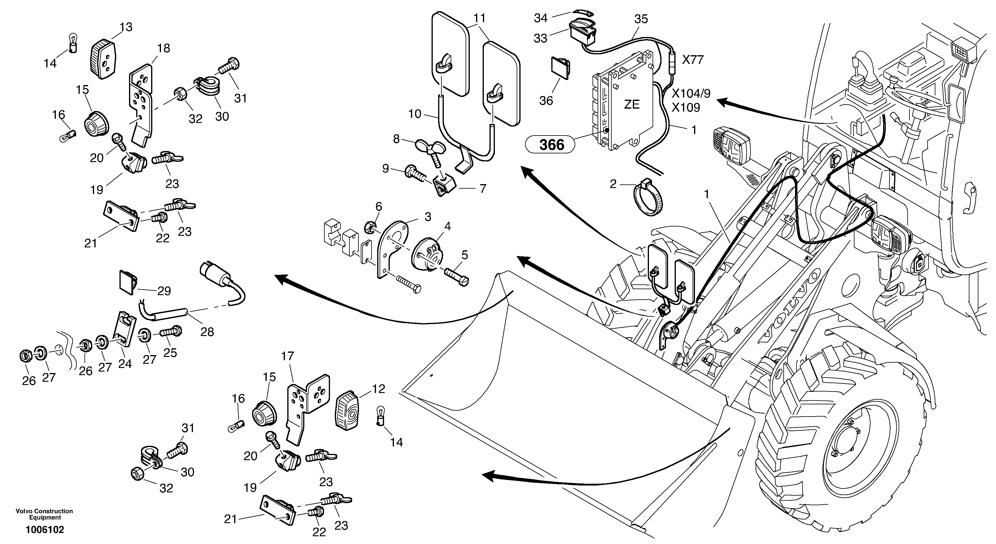 Схема запчастей Volvo L25B - 59918 Additional lighting - Swiss L25B TYPE 175, S/N 0500 - TYPE 176, S/N 0001 -