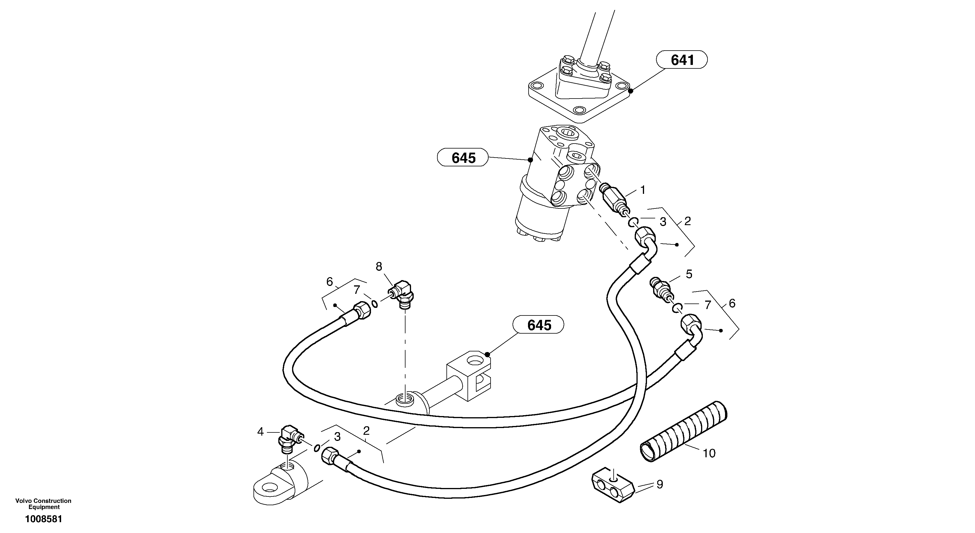 Схема запчастей Volvo L25B - 8629 Steering-hydraulic equipment - front vehicle L25B TYPE 175, S/N 0500 - TYPE 176, S/N 0001 -