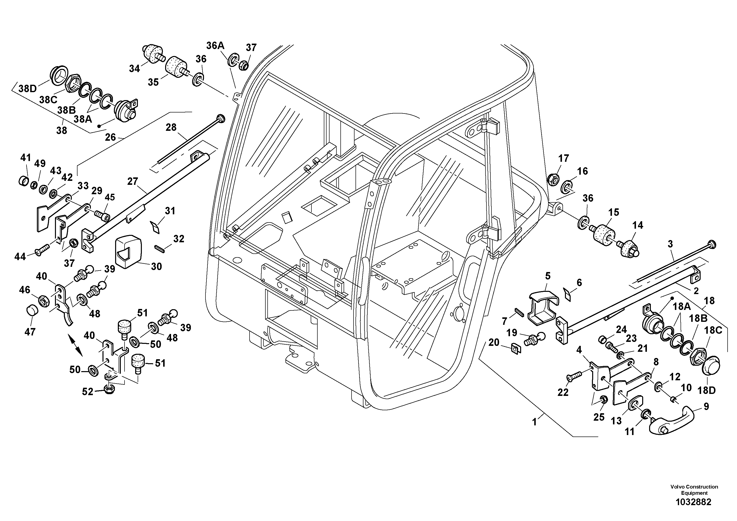 Схема запчастей Volvo L25B - 12951 Перила L25B TYPE 175, S/N 0500 - TYPE 176, S/N 0001 -