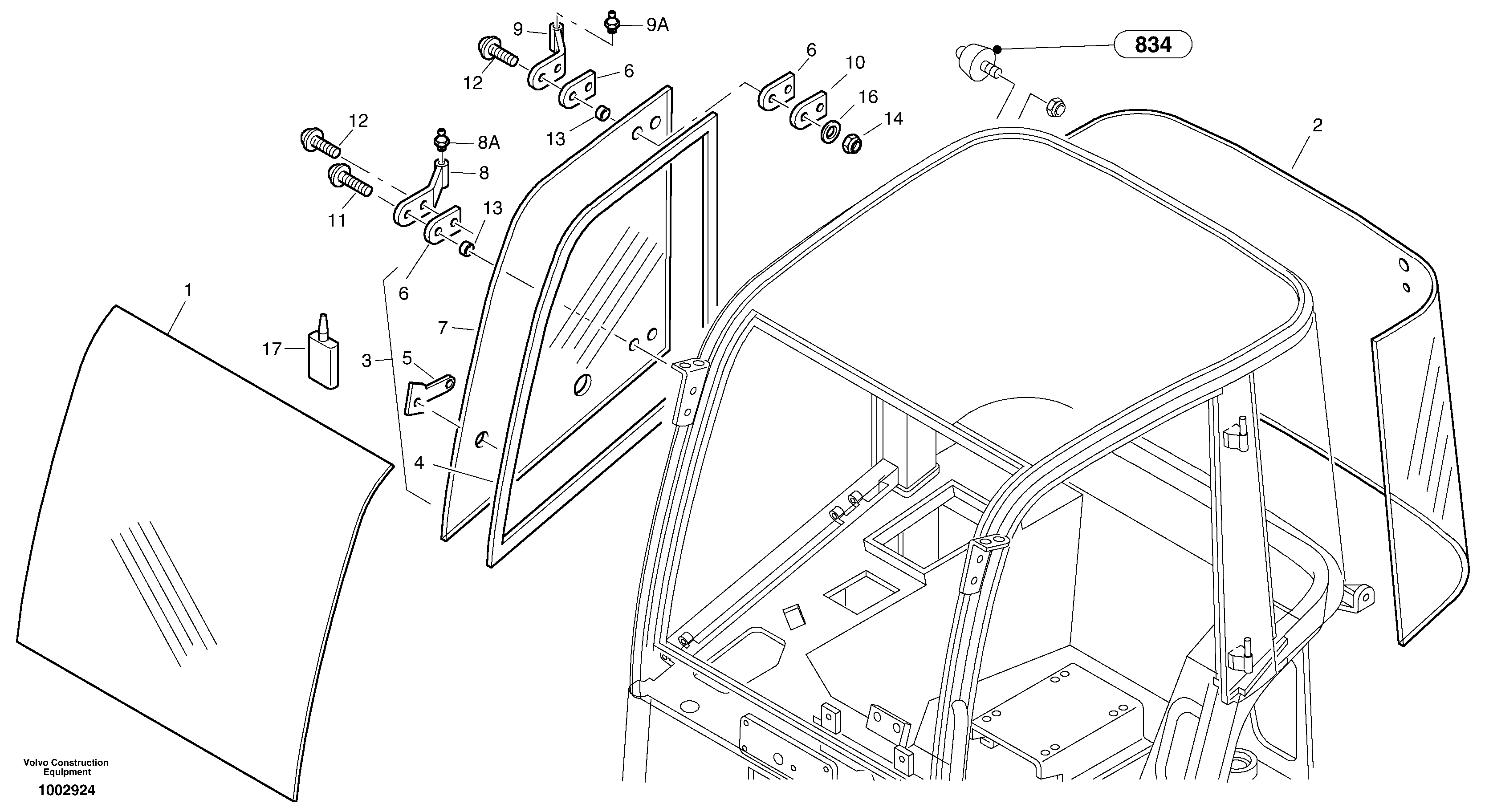 Схема запчастей Volvo L25B - 11909 Window pane L25B TYPE 175, S/N 0500 - TYPE 176, S/N 0001 -