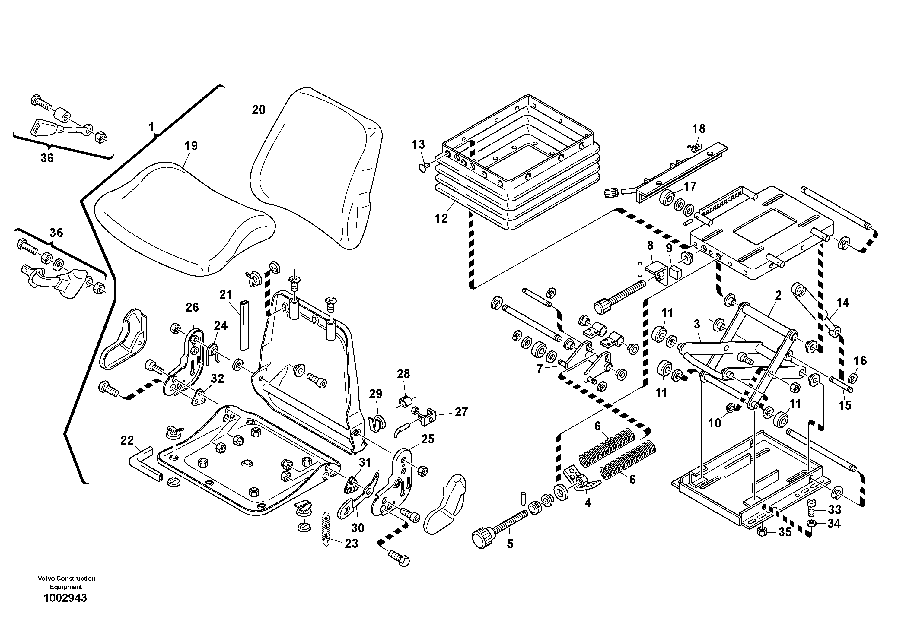 Схема запчастей Volvo L25B - 75465 Drivers seat L25B TYPE 175, S/N 0500 - TYPE 176, S/N 0001 -