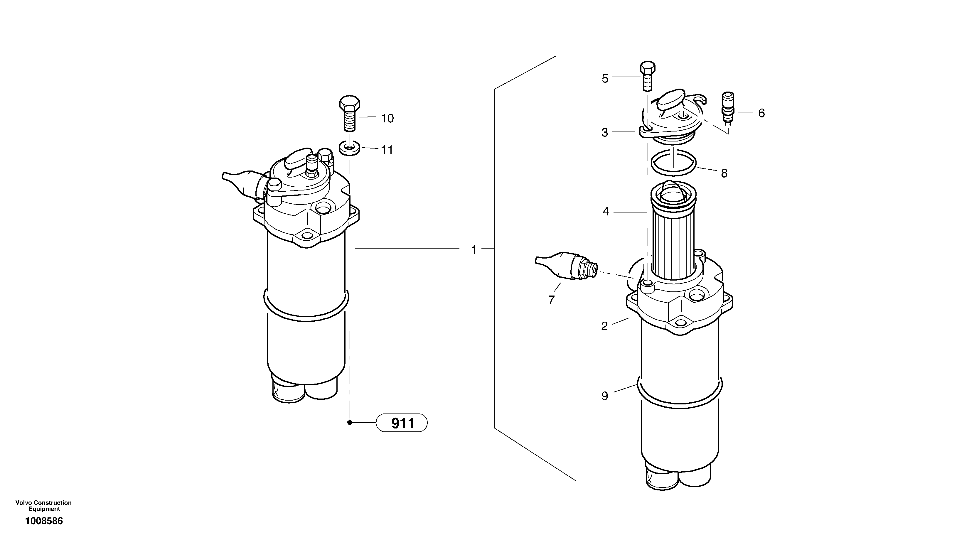 Схема запчастей Volvo L25B - 28319 Suction recoil filter L25B TYPE 175, S/N 0500 - TYPE 176, S/N 0001 -