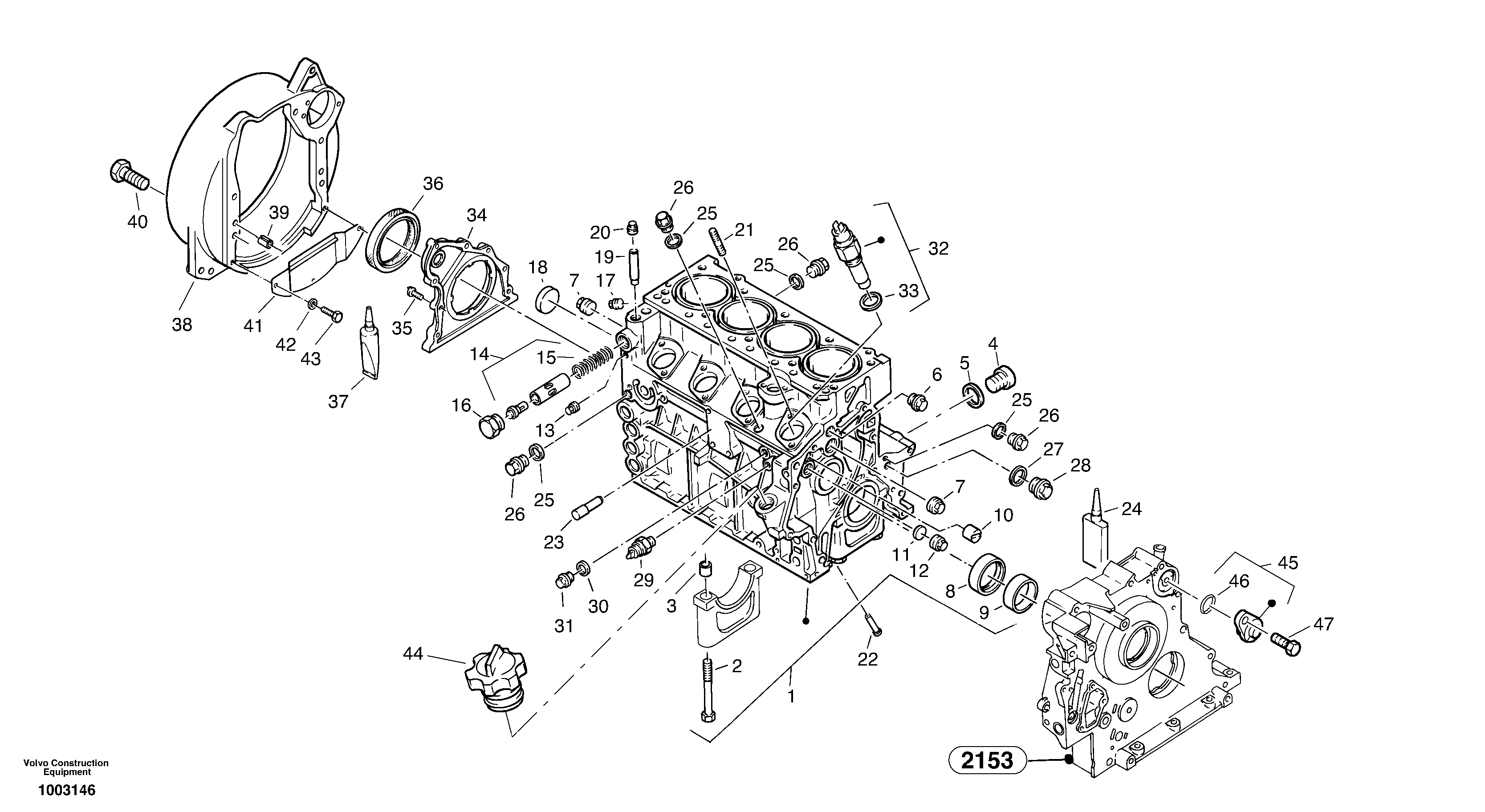 Схема запчастей Volvo L25B - 4802 Engine housing L25B TYPE 175 SER NO - 0499