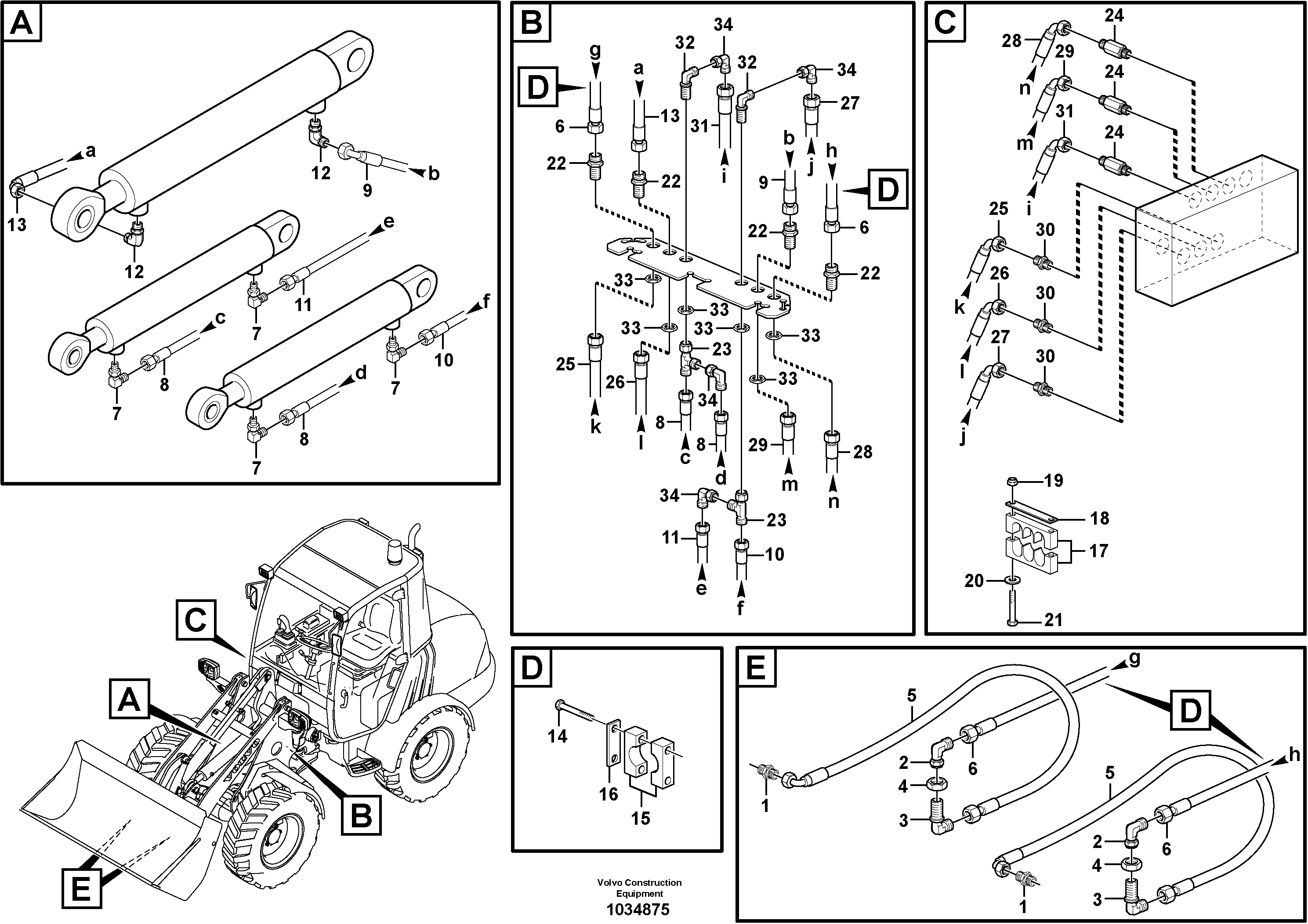 Схема запчастей Volvo L25B - 63816 Hydraulic system lifting and tilting System L25B TYPE 175, S/N 0500 - TYPE 176, S/N 0001 -