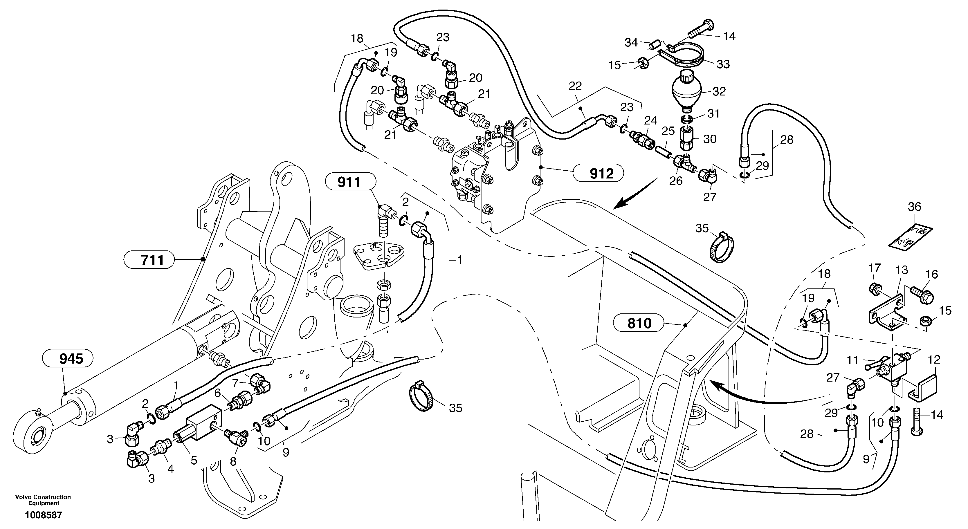 Схема запчастей Volvo L25B - 58568 Line fracture safety - Lift L25B TYPE 175, S/N 0500 - TYPE 176, S/N 0001 -