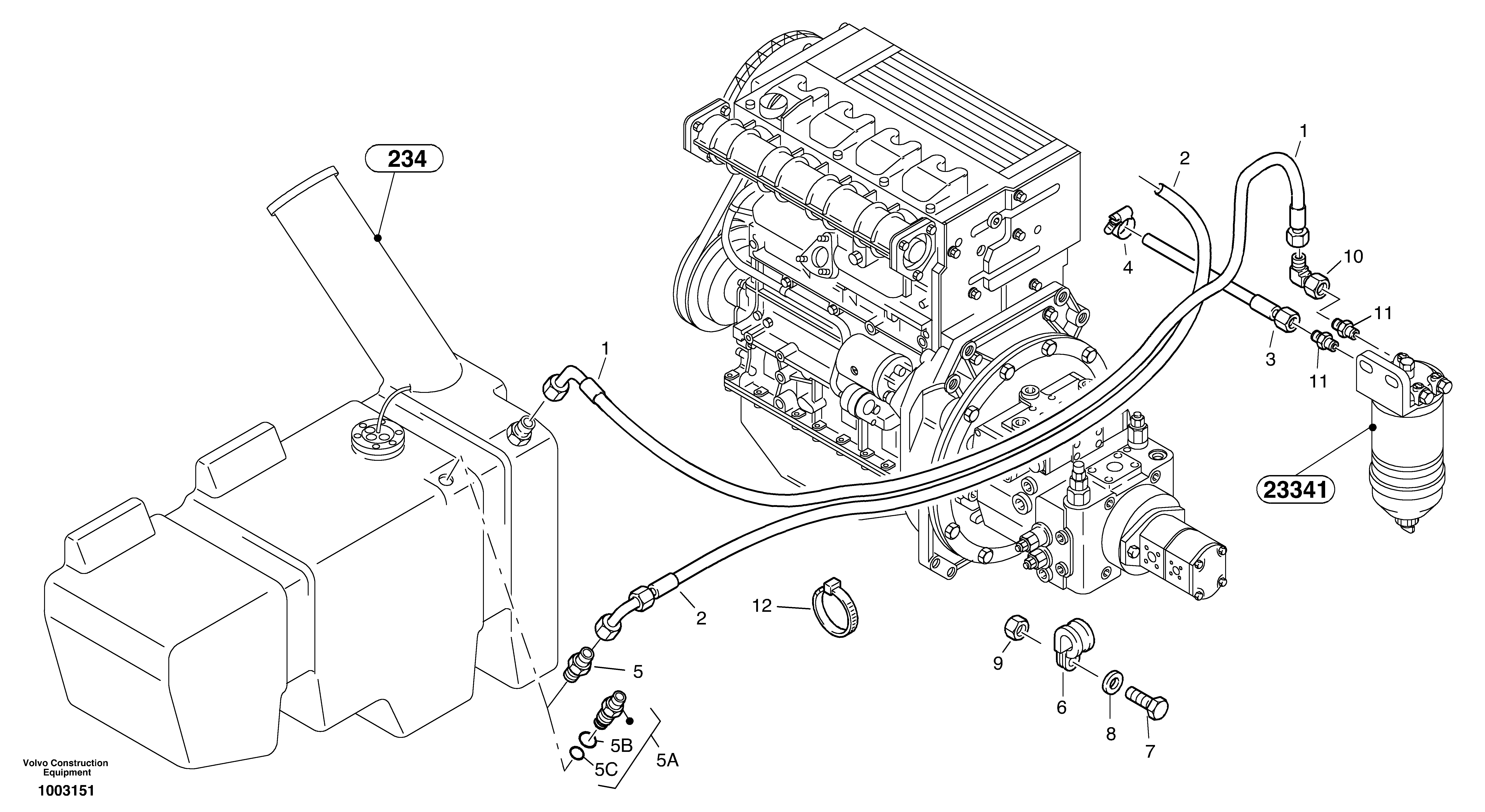 Схема запчастей Volvo L25B - 672 Fuel pipes L25B TYPE 175 SER NO - 0499