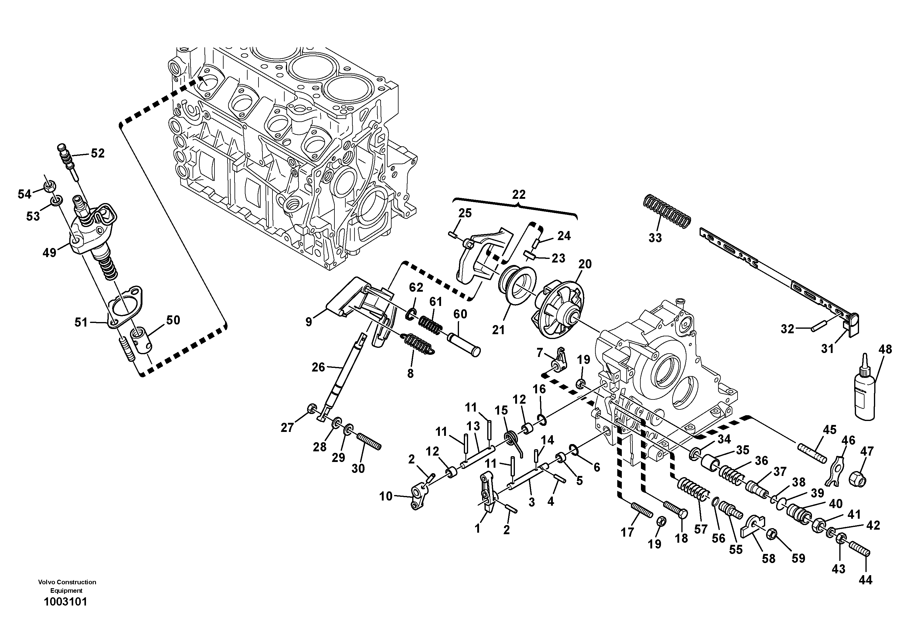Схема запчастей Volvo L25B - 1545 Speed adjustment - Fuel injection pump L25B TYPE 175 SER NO - 0499