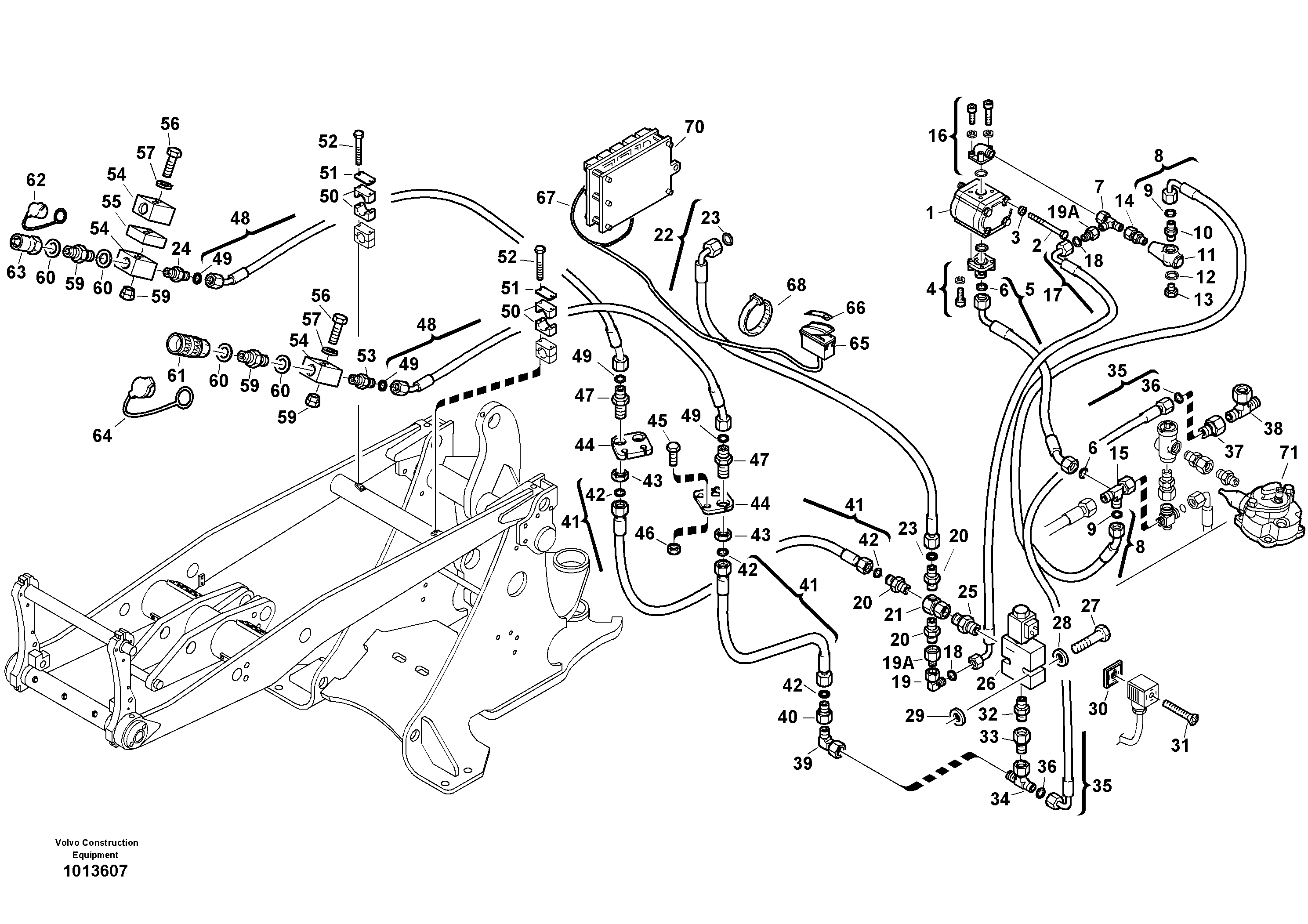 Схема запчастей Volvo L25B - 68554 Auxil. pomp with lines (Skid Steer attachment) L25B TYPE 175, S/N 0500 - TYPE 176, S/N 0001 -