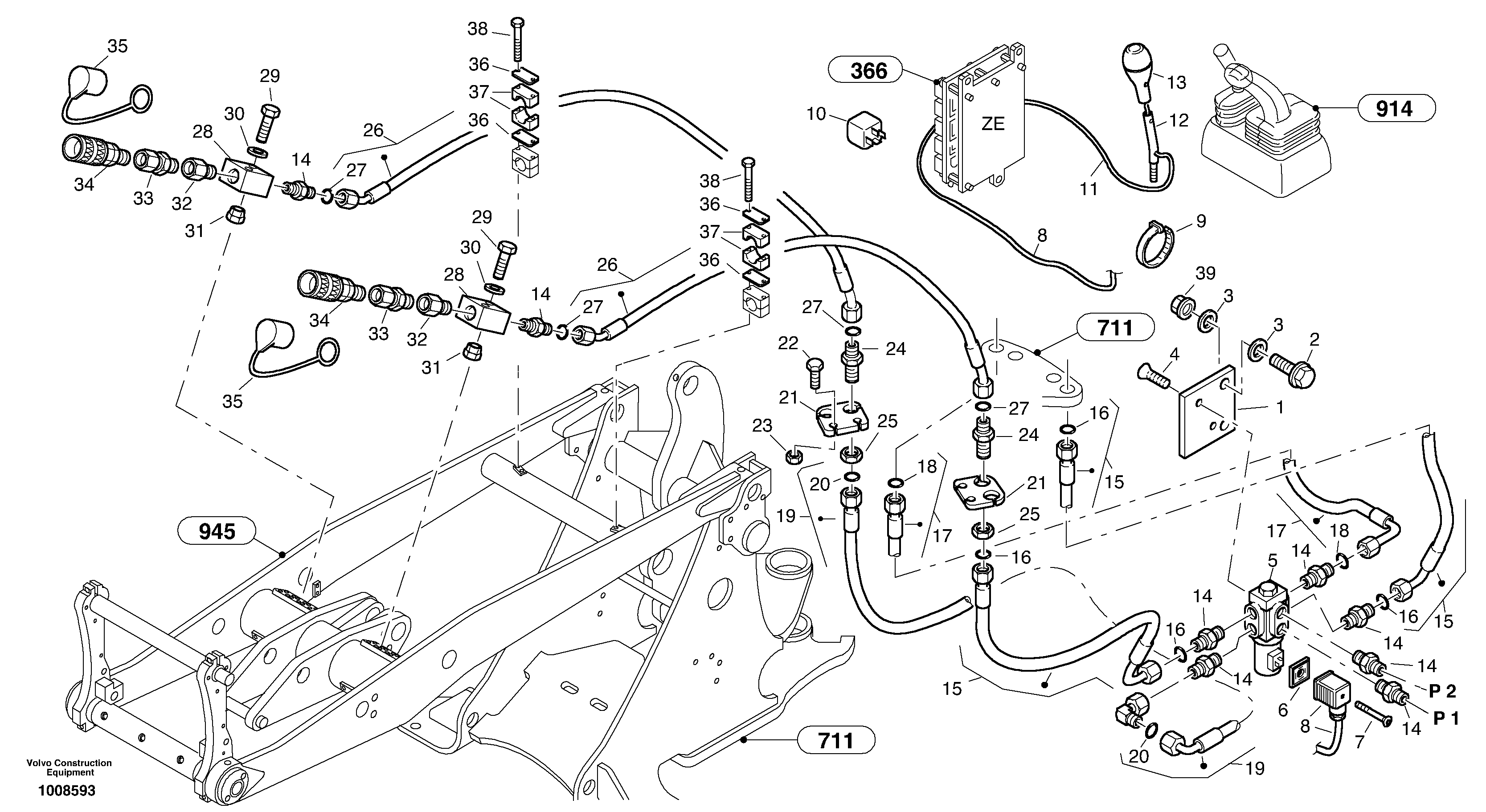 Схема запчастей Volvo L25B - 82429 Hydraulic function - Nr. 4 L25B TYPE 175, S/N 0500 - TYPE 176, S/N 0001 -