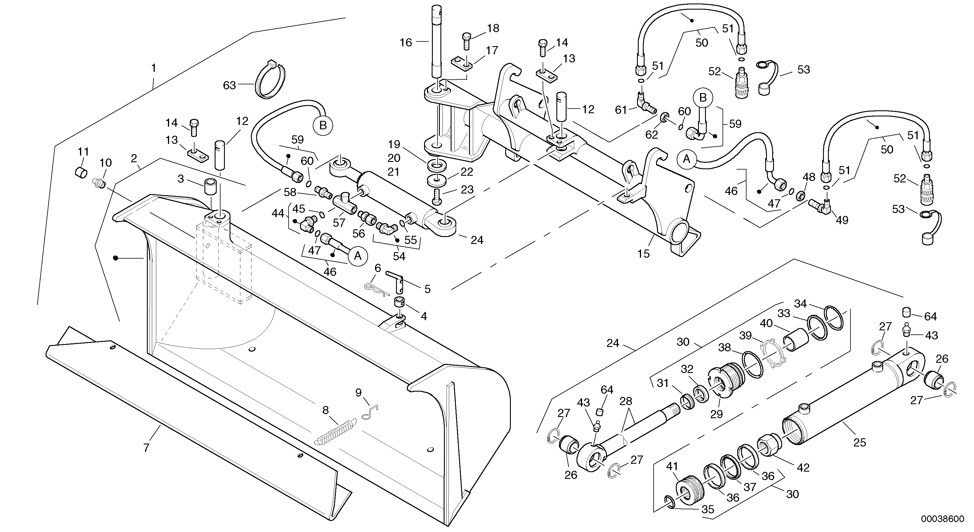 Схема запчастей Volvo L25B - 65687 Side tip bucket L25B TYPE 175, S/N 0500 - TYPE 176, S/N 0001 -