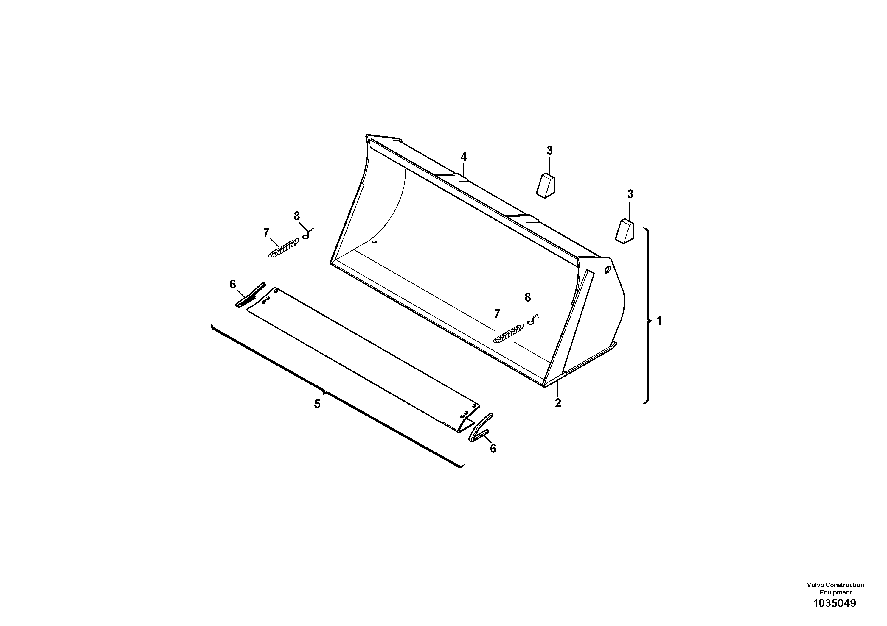 Схема запчастей Volvo L25B - 9614 Bucket without teeth - Z-Cinematic L25B TYPE 175, S/N 0500 - TYPE 176, S/N 0001 -