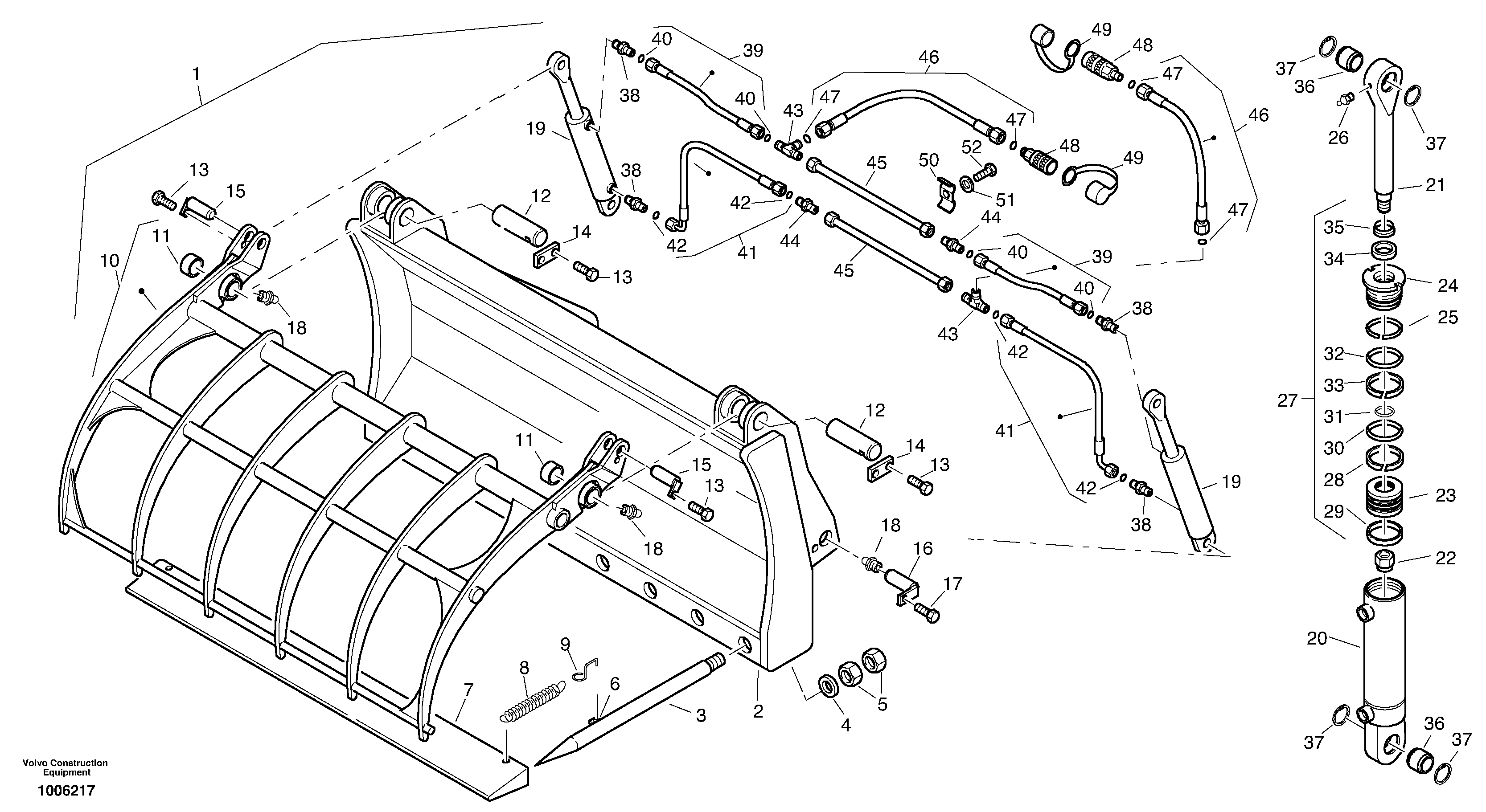 Схема запчастей Volvo L25B - 61864 Fork lift with grab L25B TYPE 175, S/N 0500 - TYPE 176, S/N 0001 -