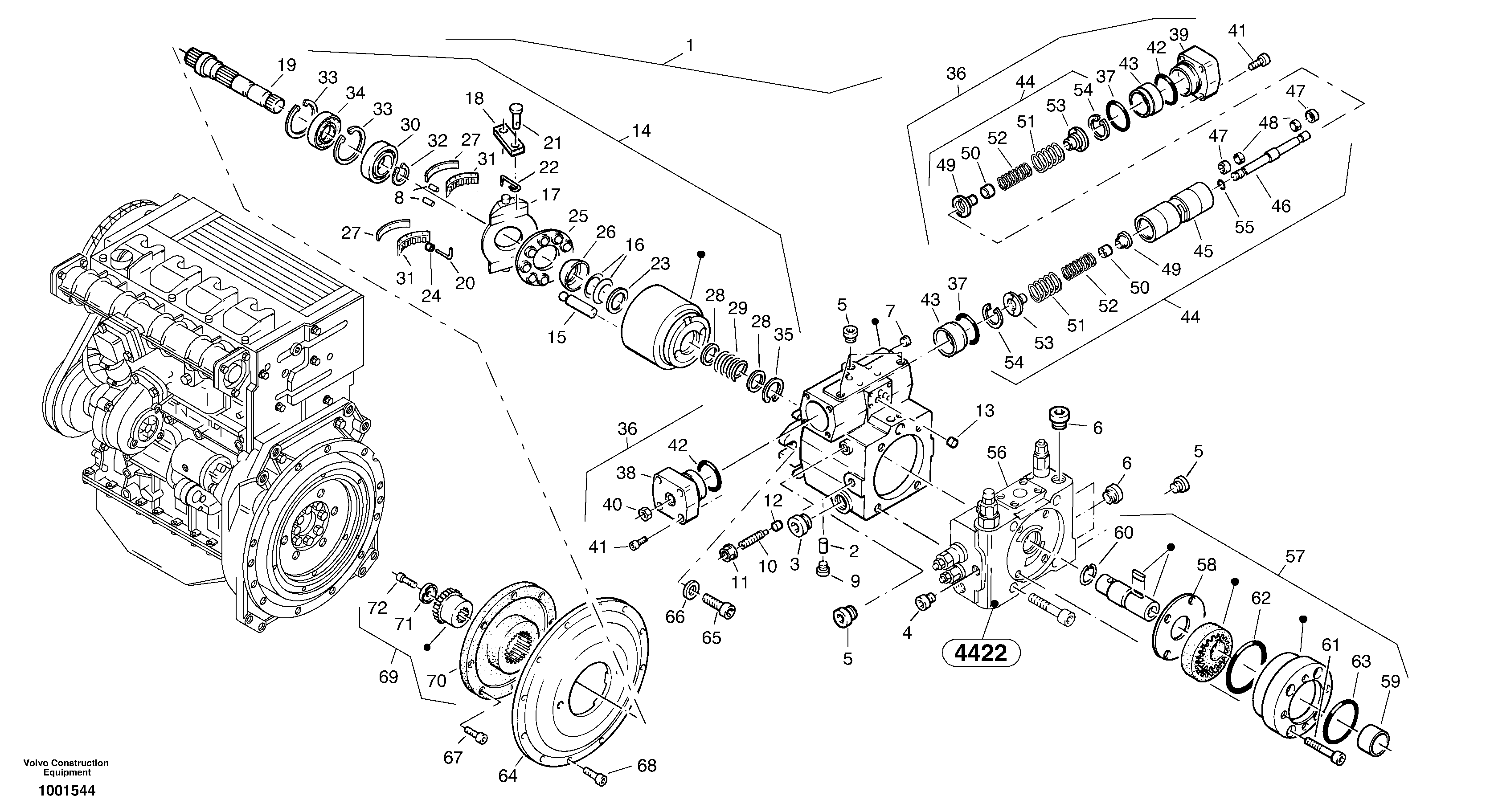 Схема запчастей Volvo L25B - 97263 Variable displacement pump L25B TYPE 175 SER NO - 0499