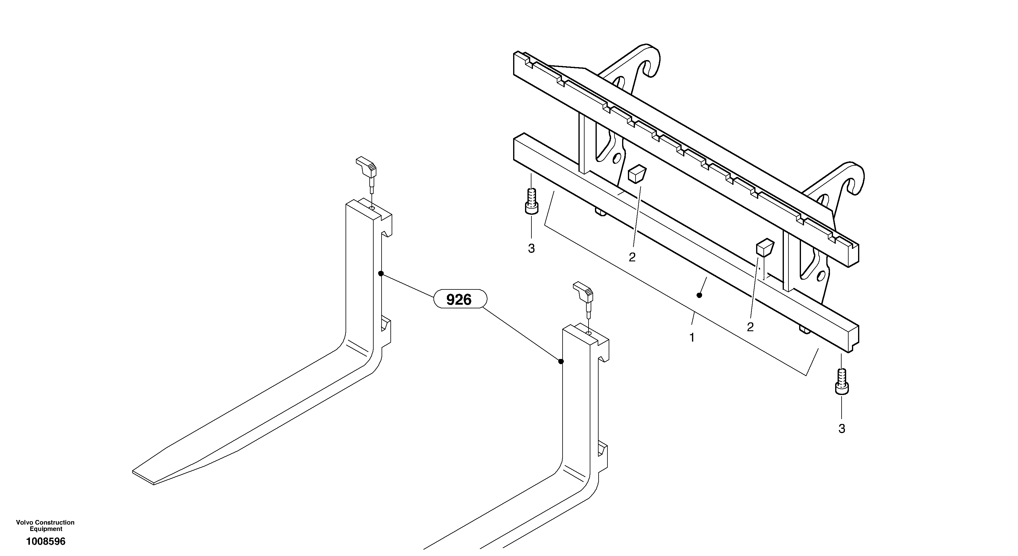 Схема запчастей Volvo L25B - 9635 Fork lift attachment support L25B TYPE 175, S/N 0500 - TYPE 176, S/N 0001 -