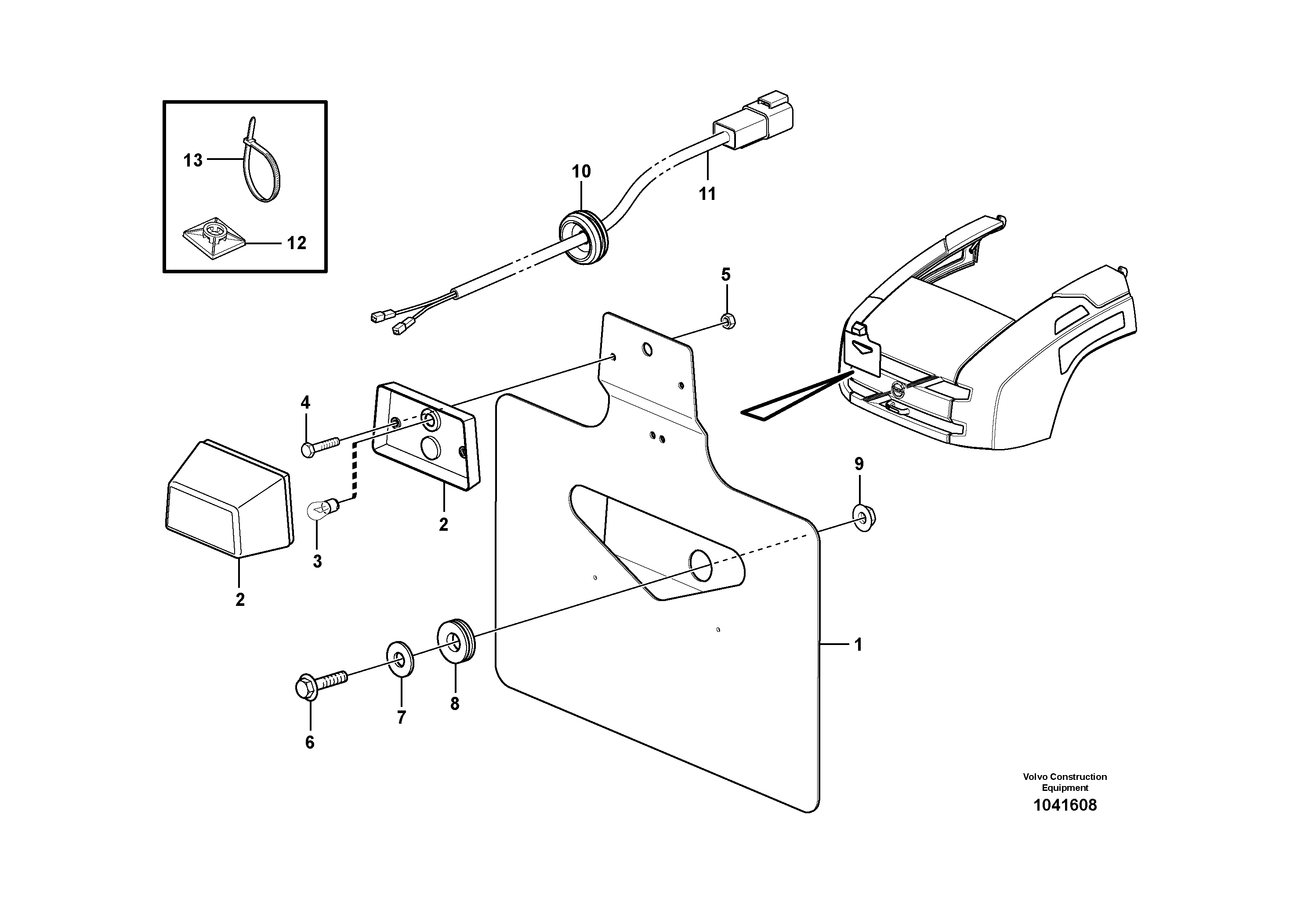 Схема запчастей Volvo L45F - 39526 License plate lamp L45F