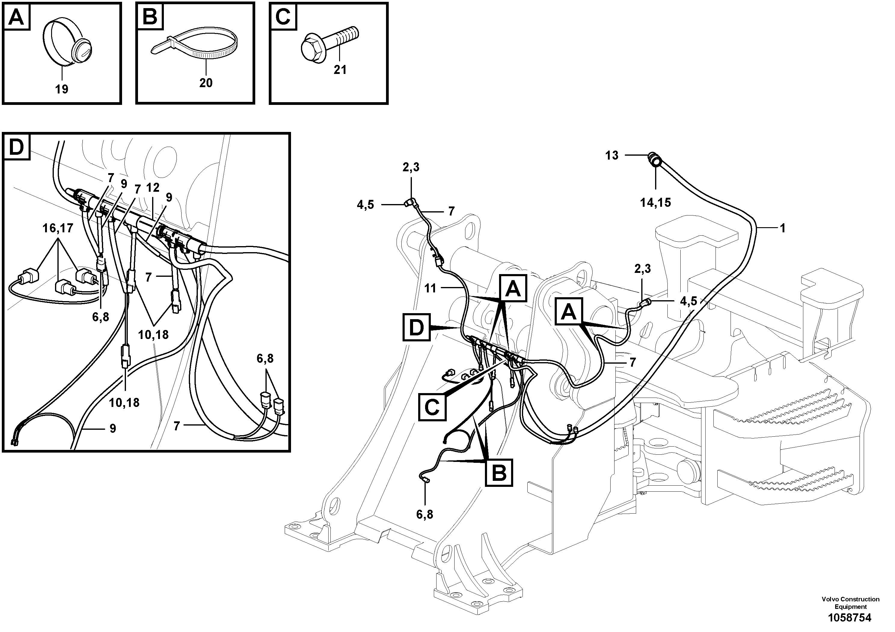 Схема запчастей Volvo L45F - 102019 Cable harness, front L45F