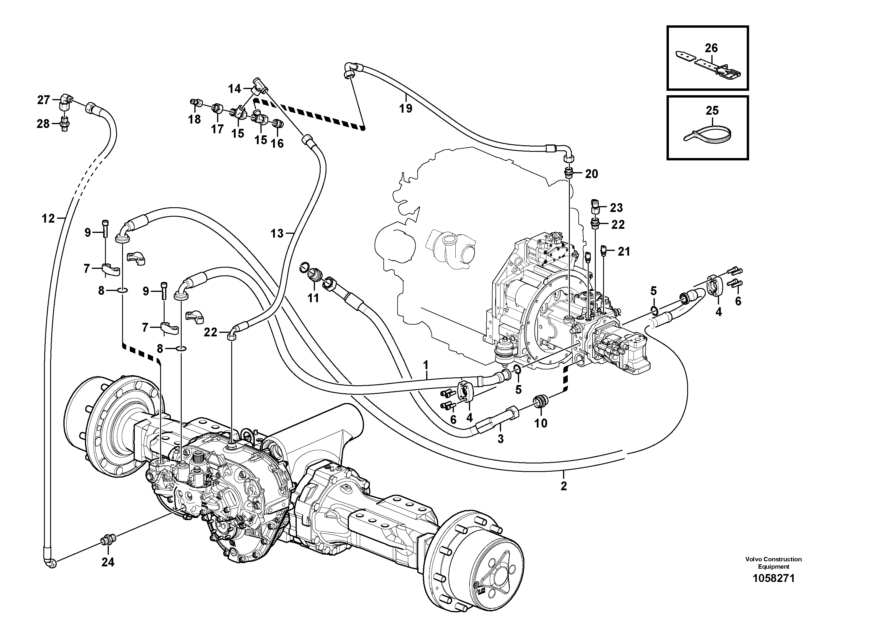 Схема запчастей Volvo L45F - 103631 Lines - hydrostatic drive L45F