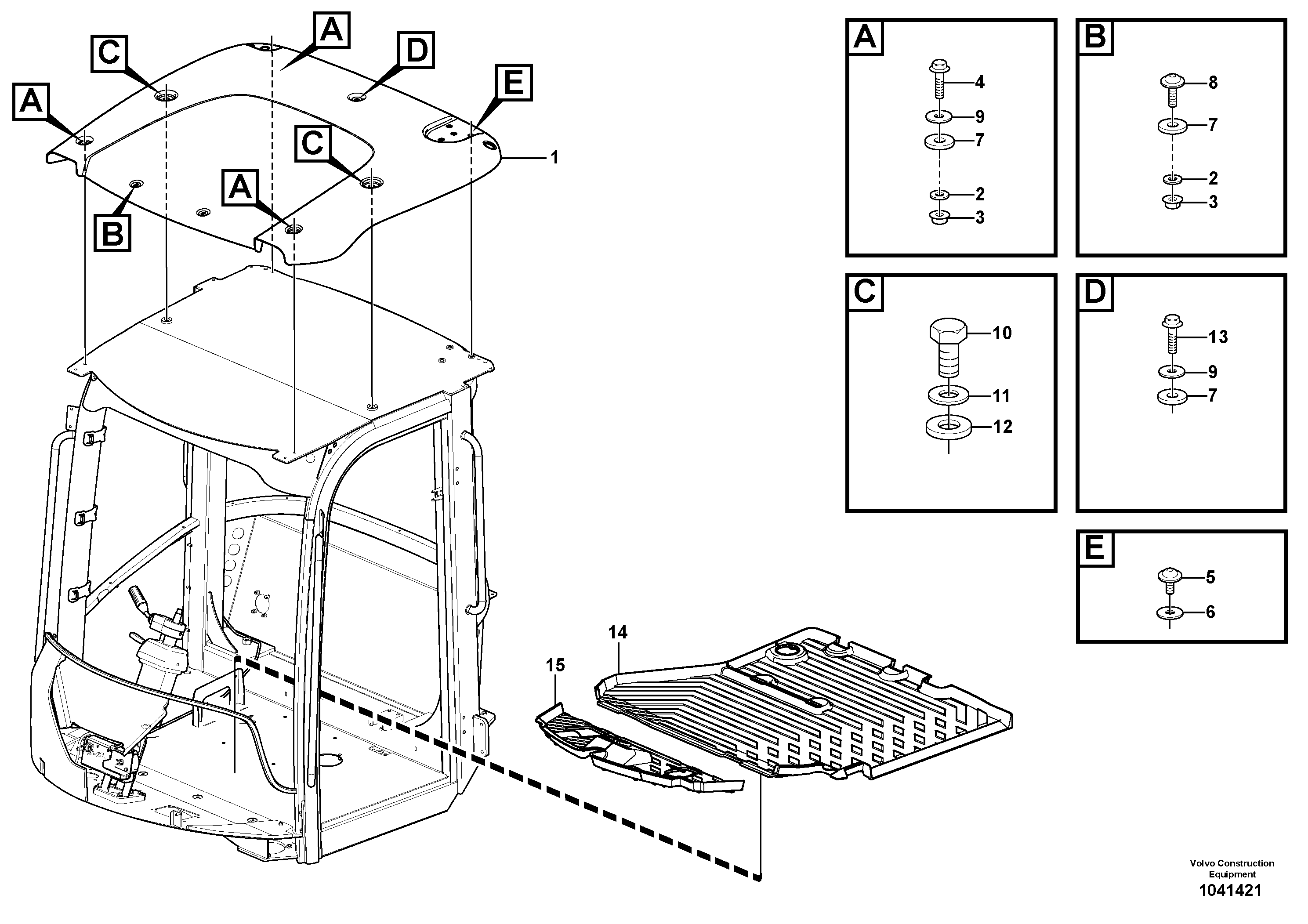 Схема запчастей Volvo L45F - 46837 Cab body L45F