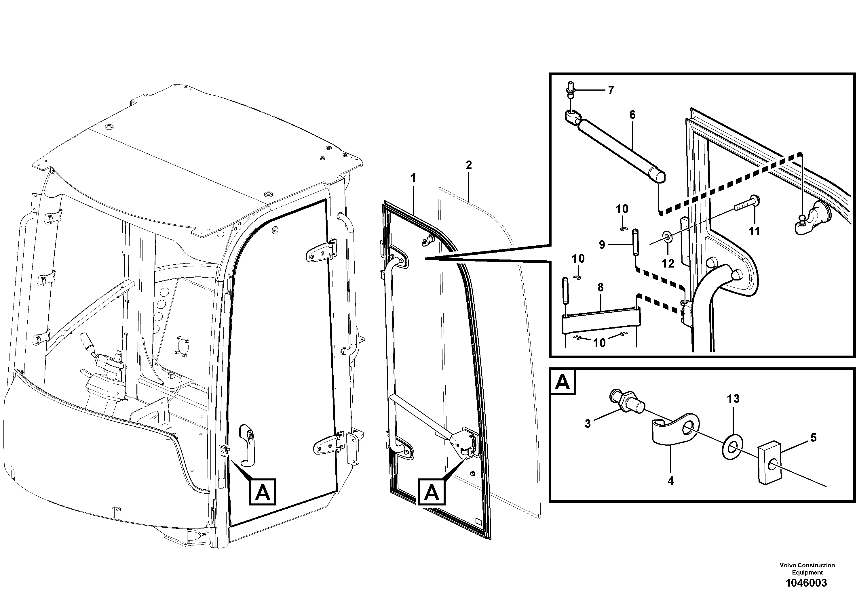 Схема запчастей Volvo L45F - 43213 Door with fitting parts L45F