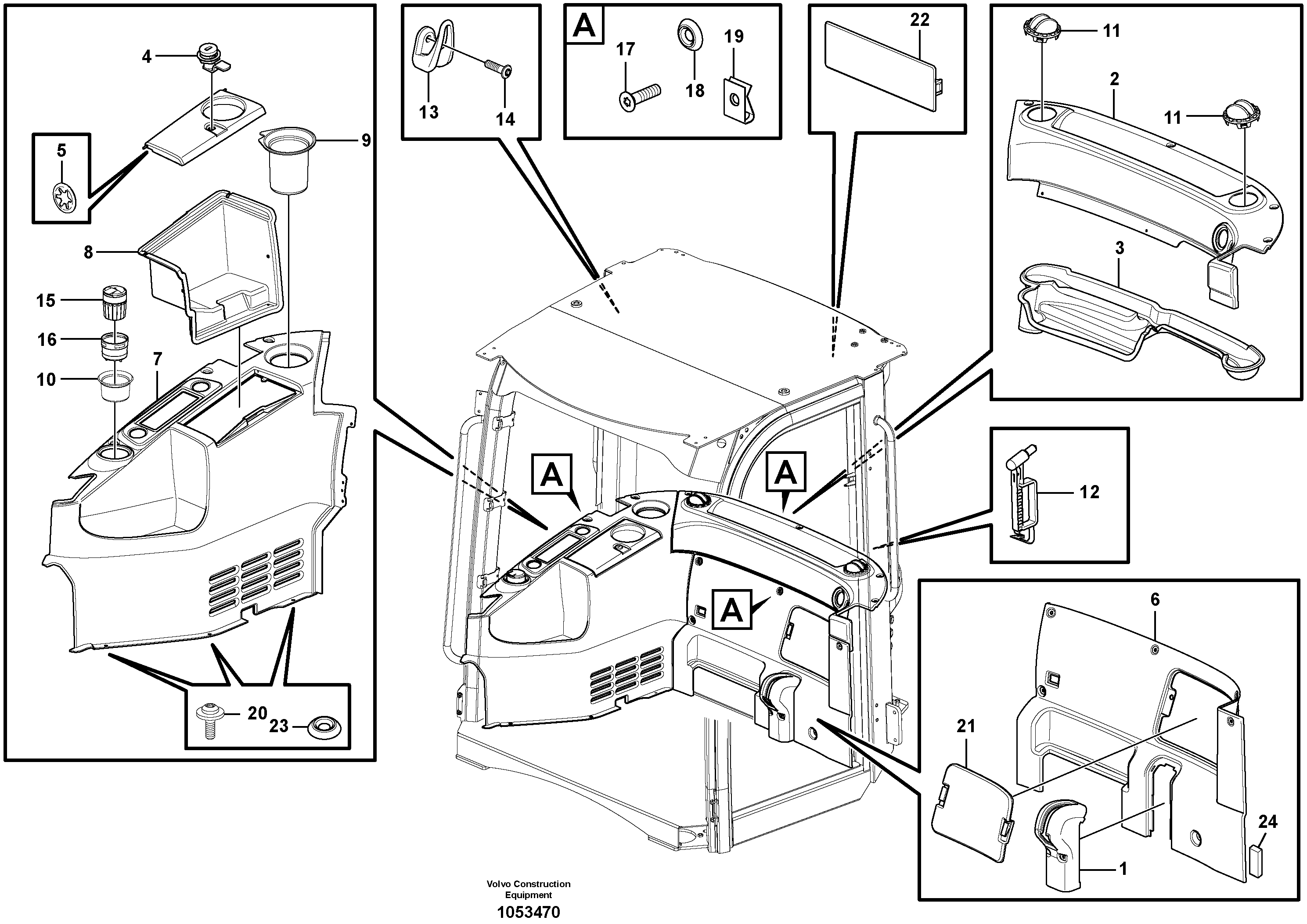 Схема запчастей Volvo L45F - 64675 Interior equipment, cab L45F