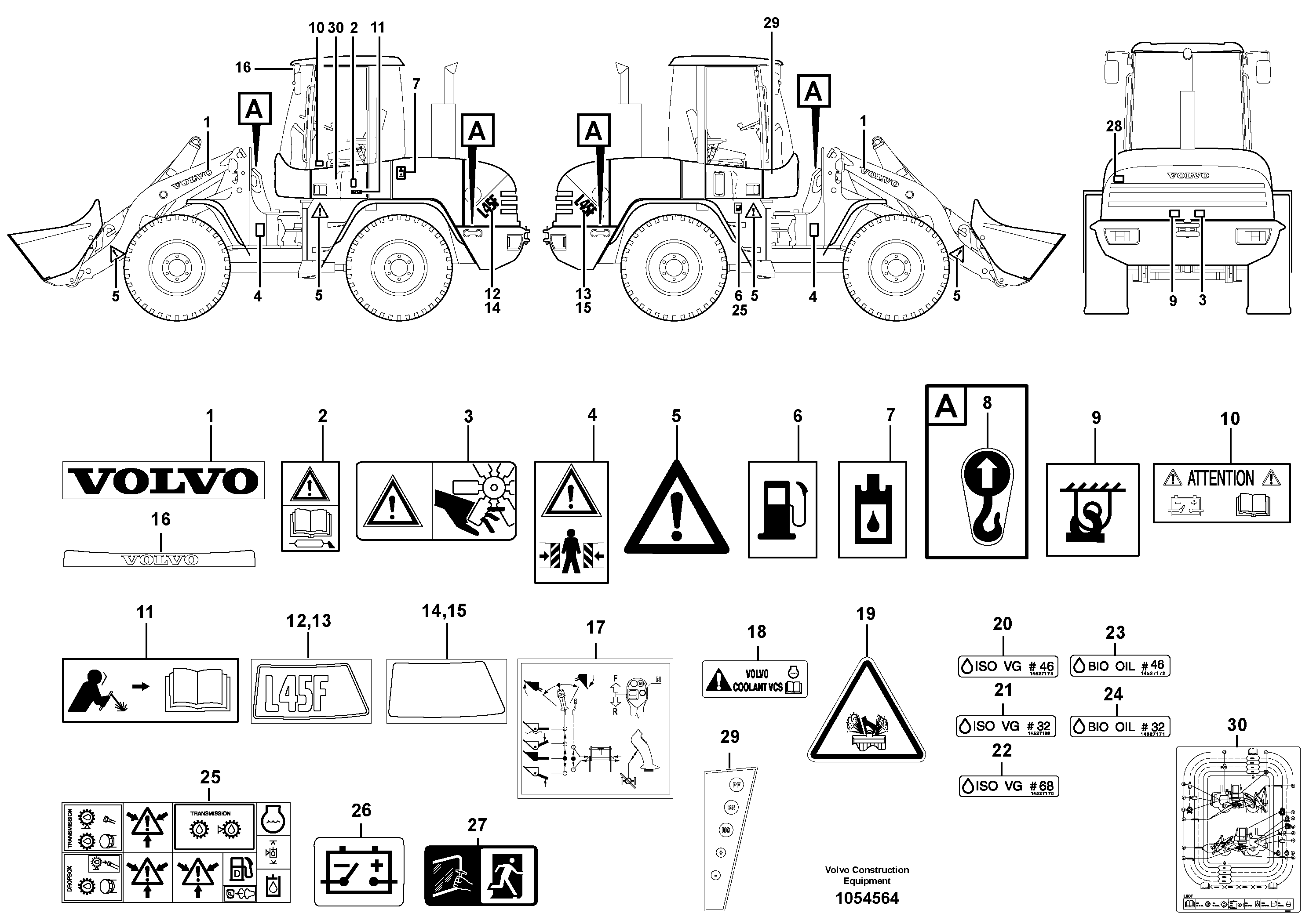 Схема запчастей Volvo L45F - 85897 Sign plates and decals L45F
