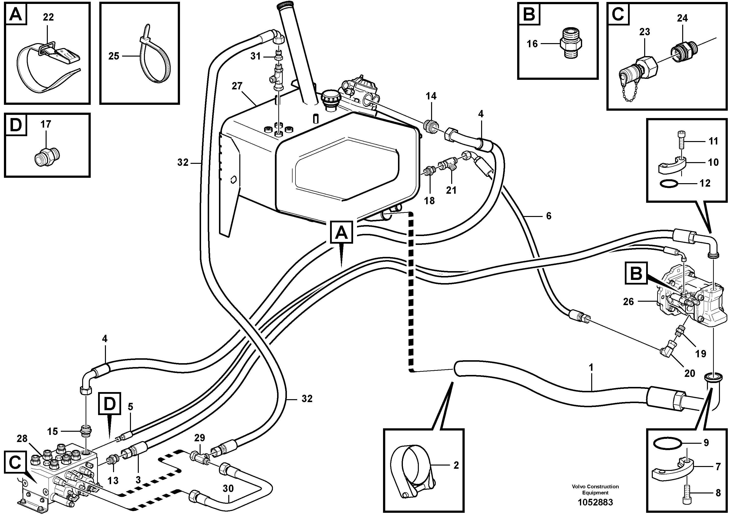 Схема запчастей Volvo L45F - 102118 Lines - rear vehicle L45F