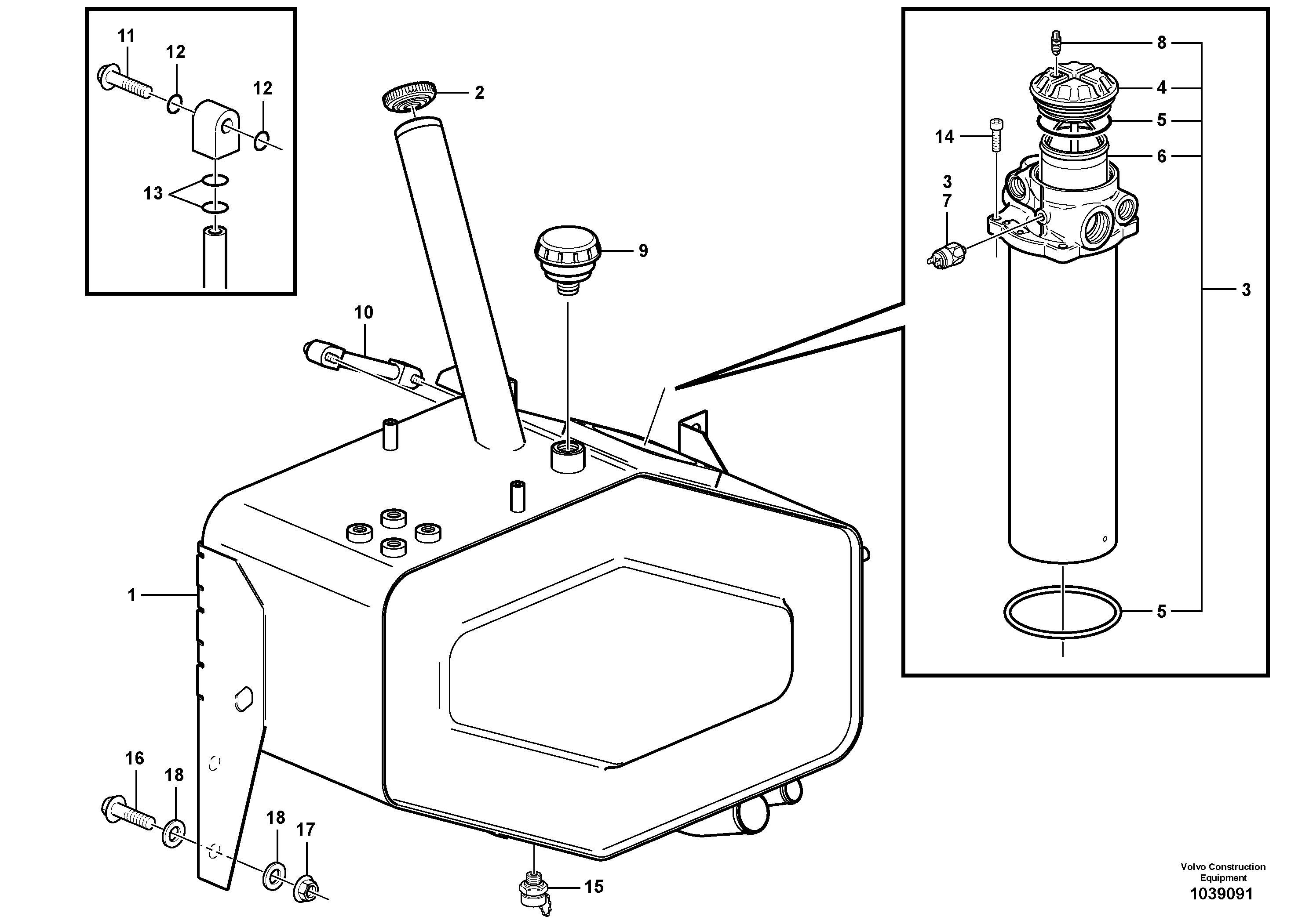 Схема запчастей Volvo L45F - 71554 Hydraulic oil tank, with fitting parts L45F